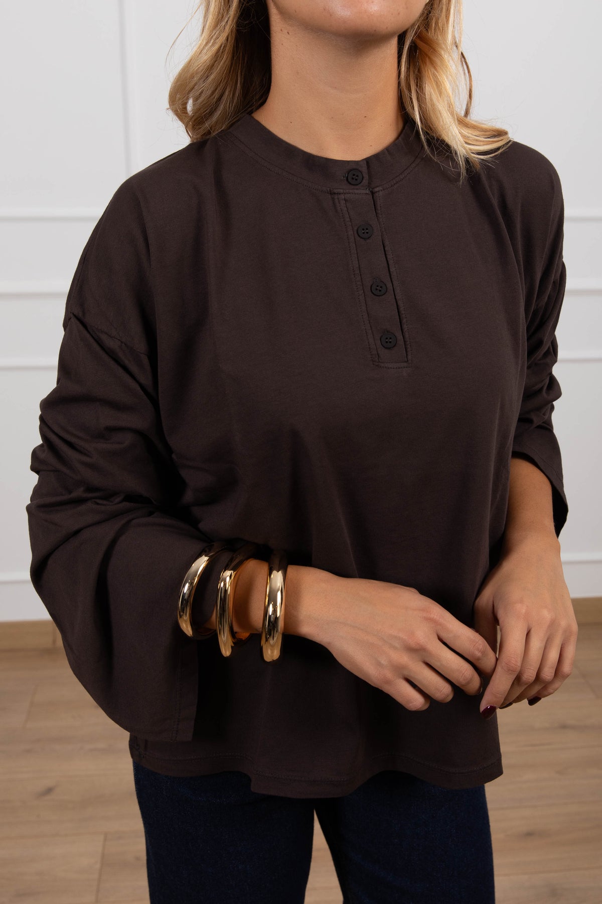 T-shirt serafino manica campana variante moro Susy Mix