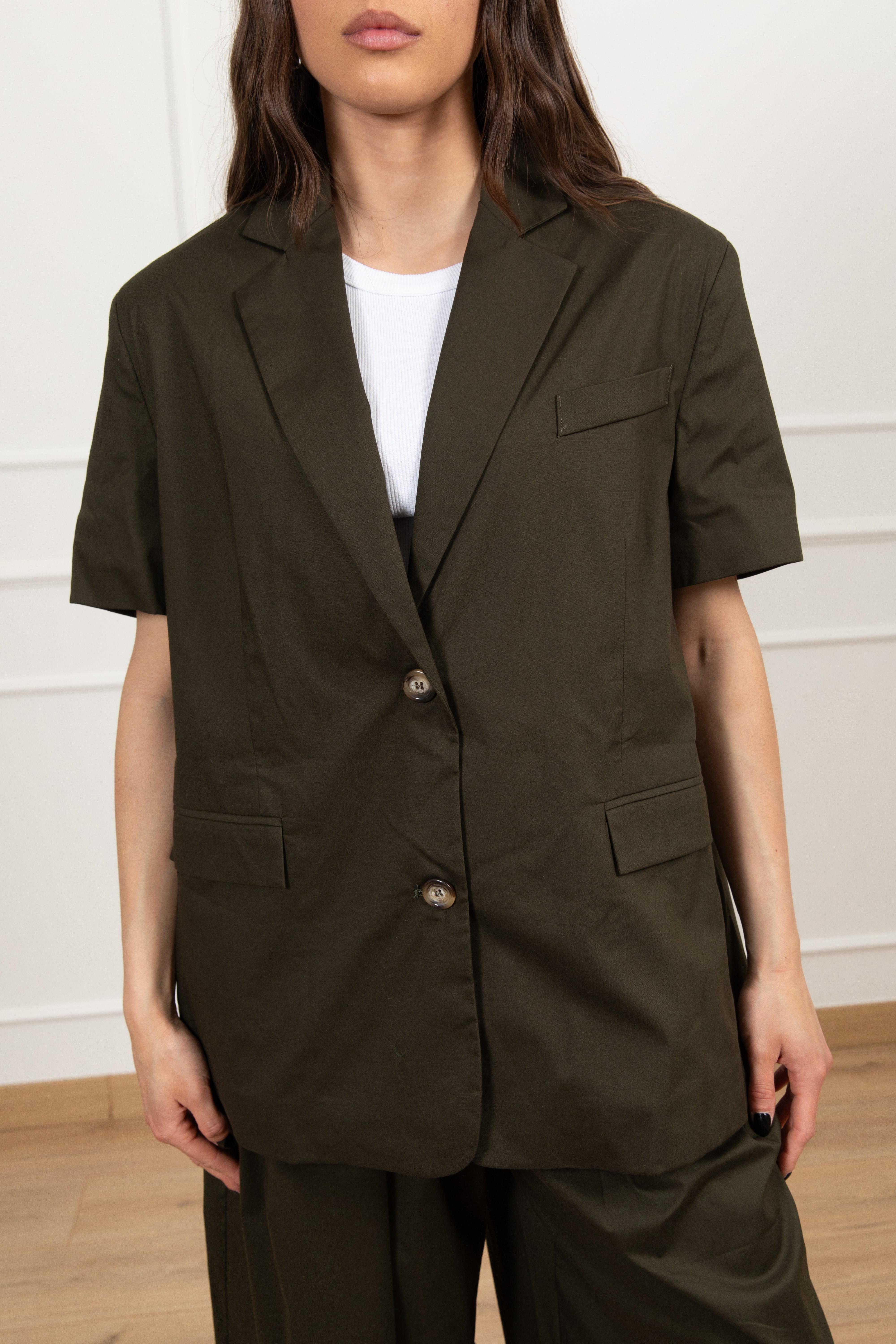 Giacca over-size manica corta in cotone Susy Mix