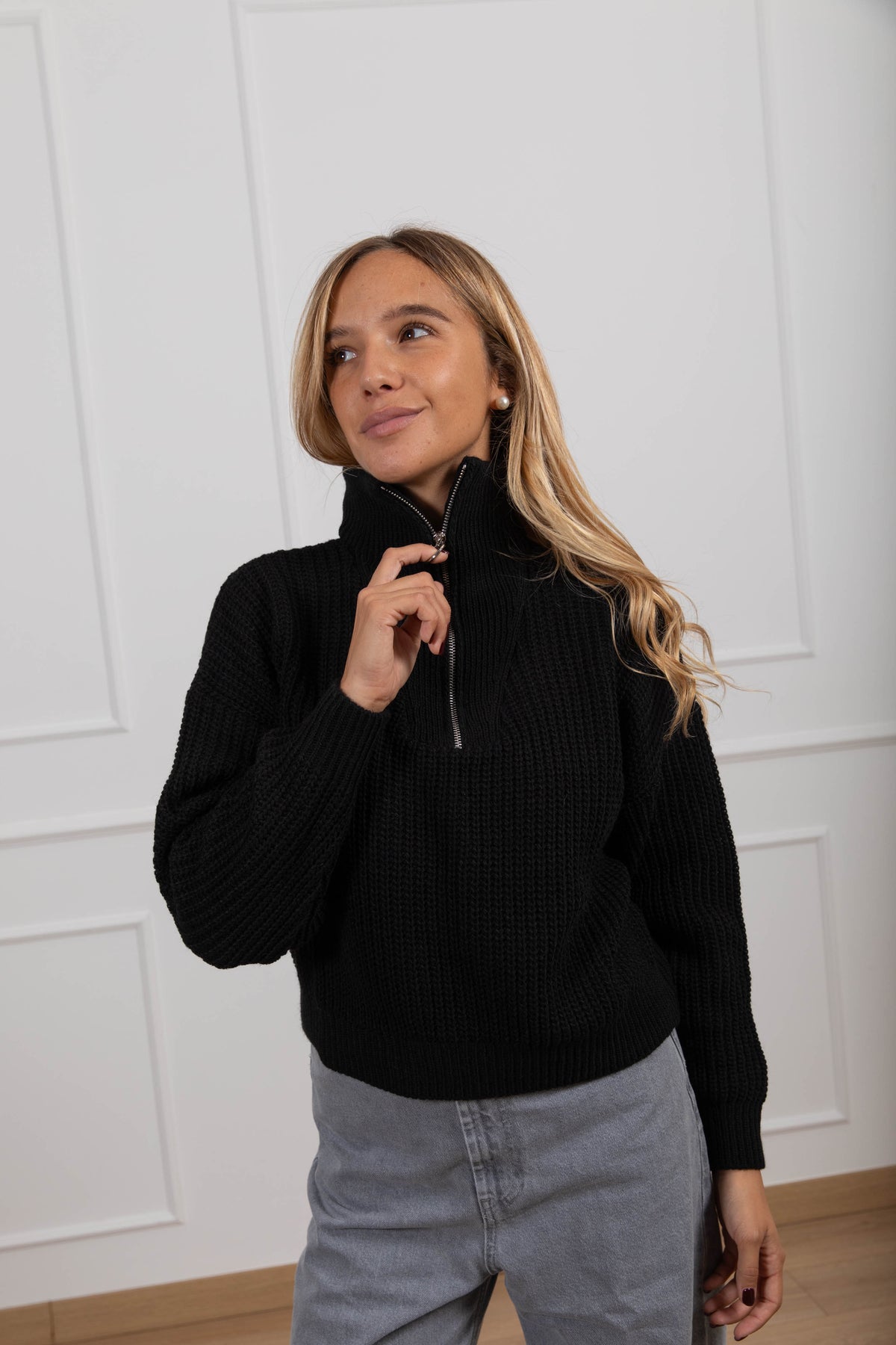 Maglia mezza-zip variante nero Susy Mix
