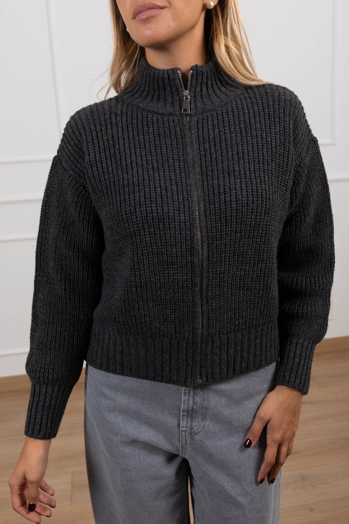 Giacca in maglia con zip variante grigio Susy Mix