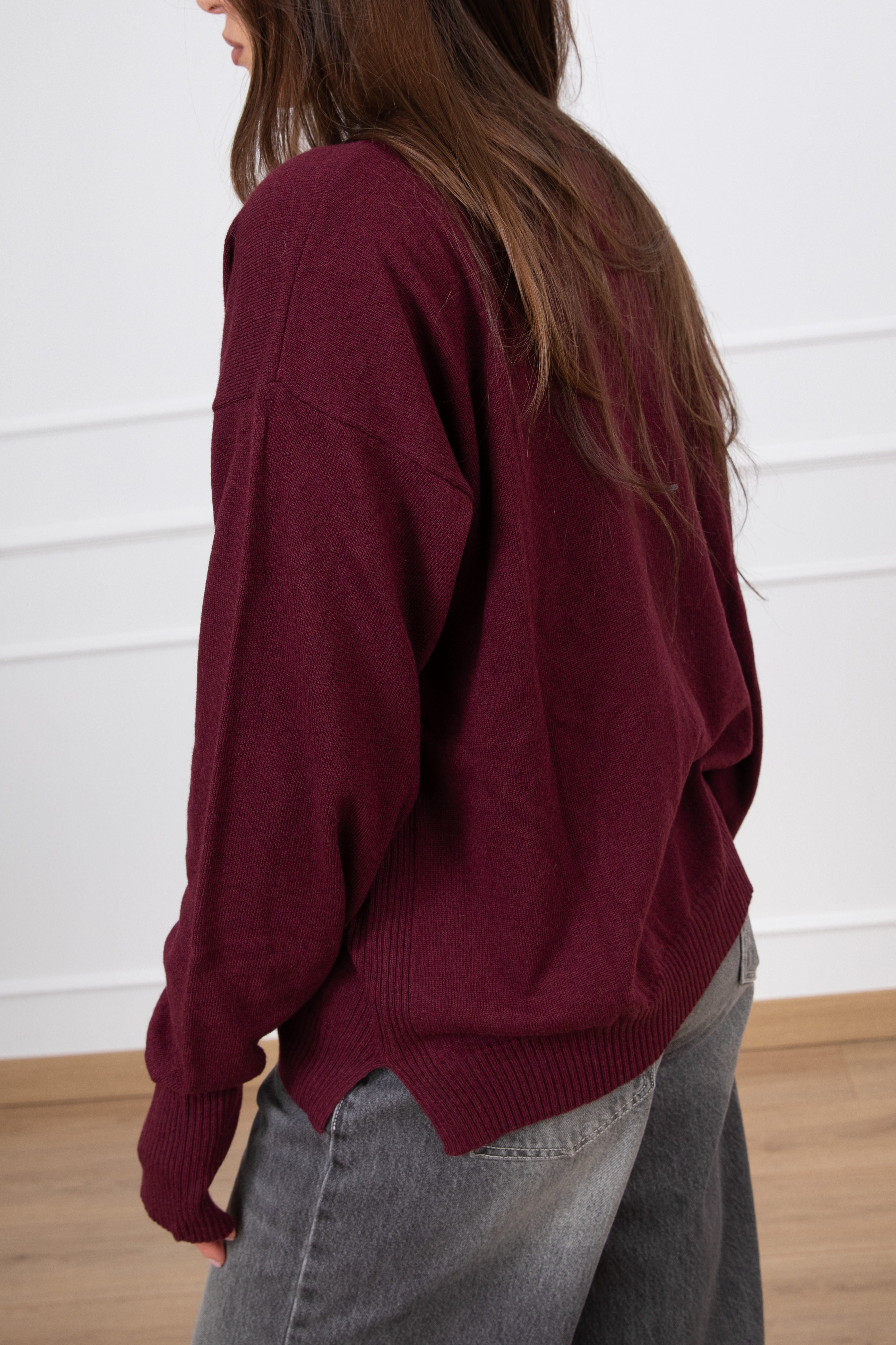 Pull girocollo a scatoletta lana e cashmere con foro pollice ViCOLO