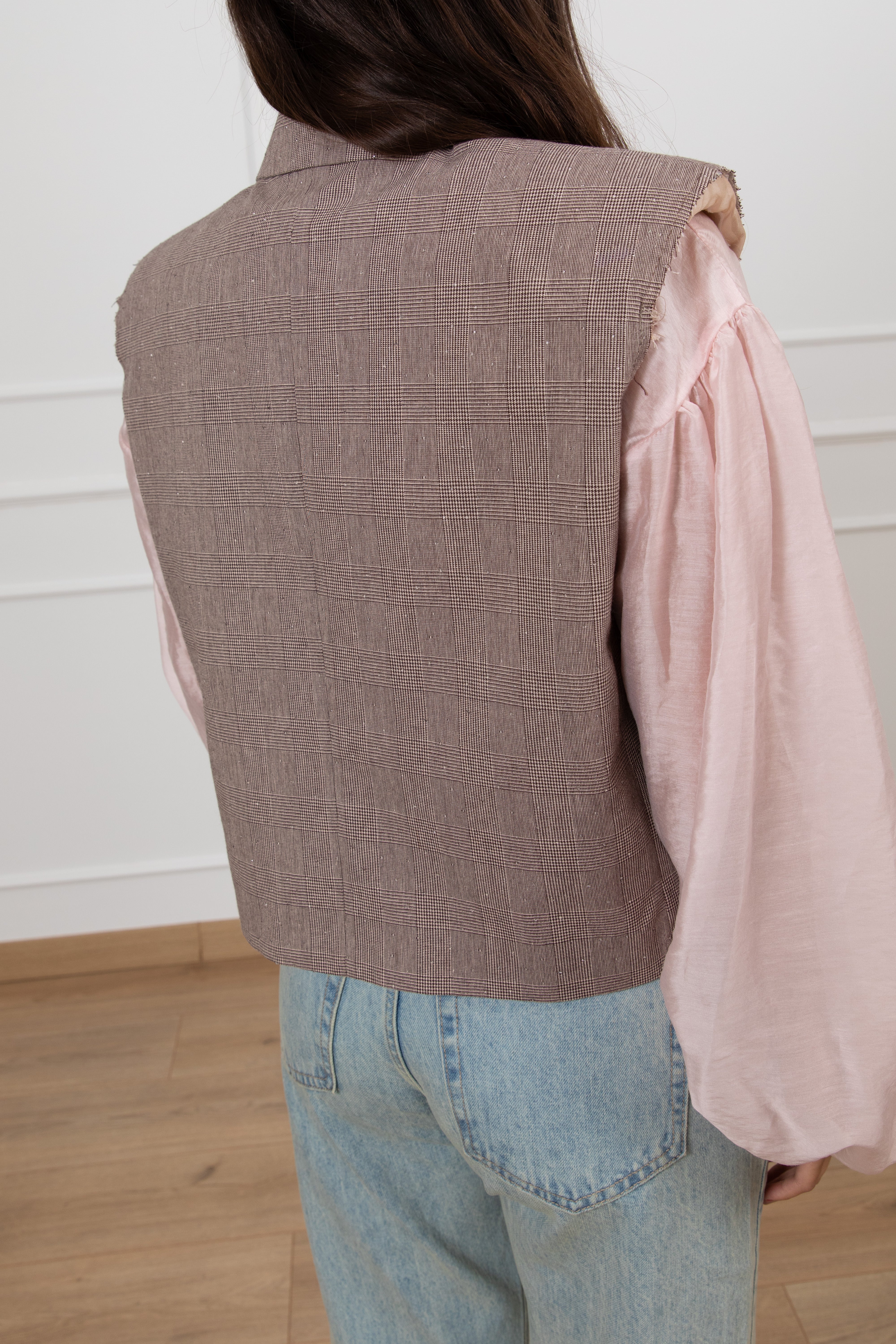 Gilet check micro-strass con spallina imbottita ViCOLO