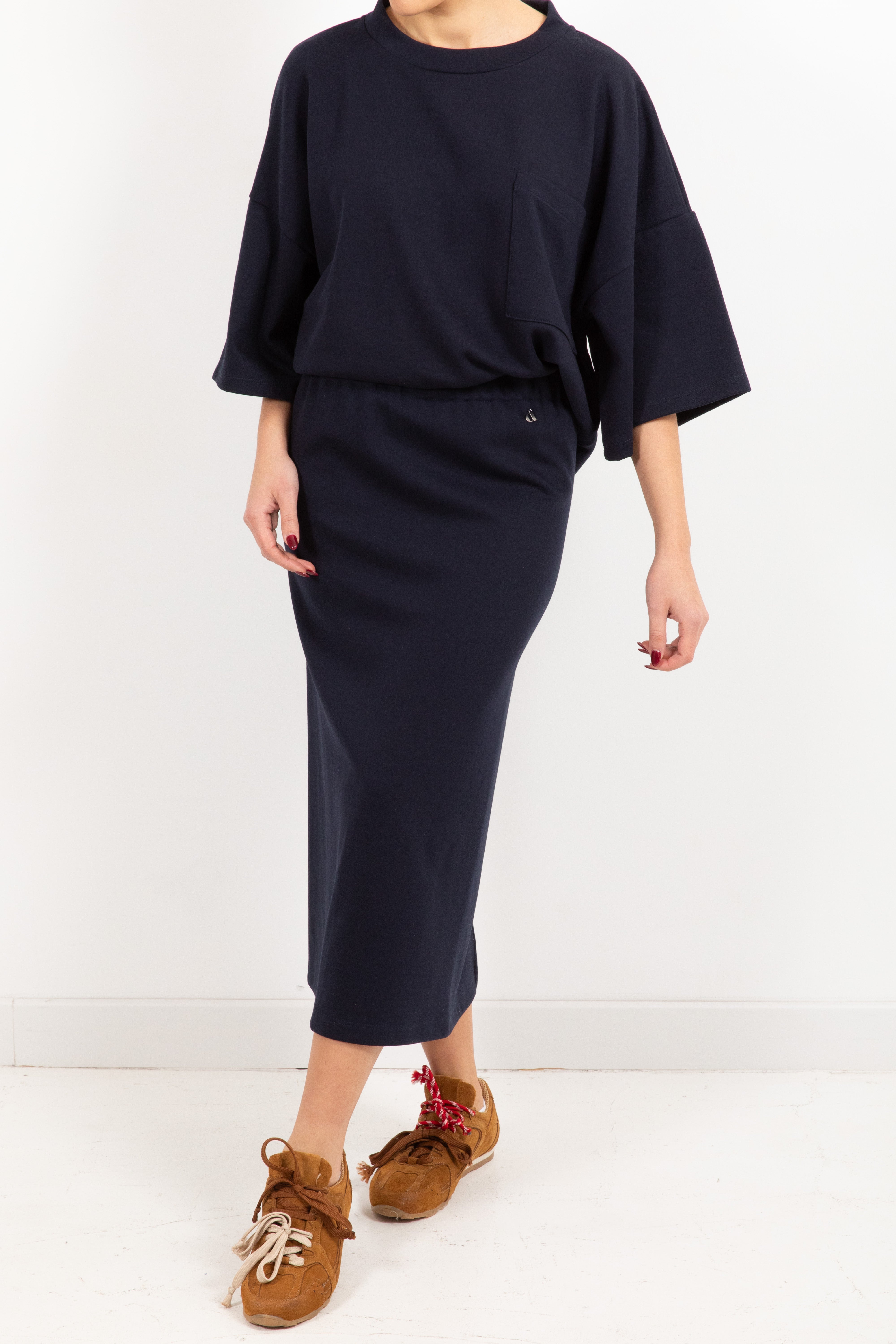 Coordinato t-shirt oversize e gonna midi Dixie