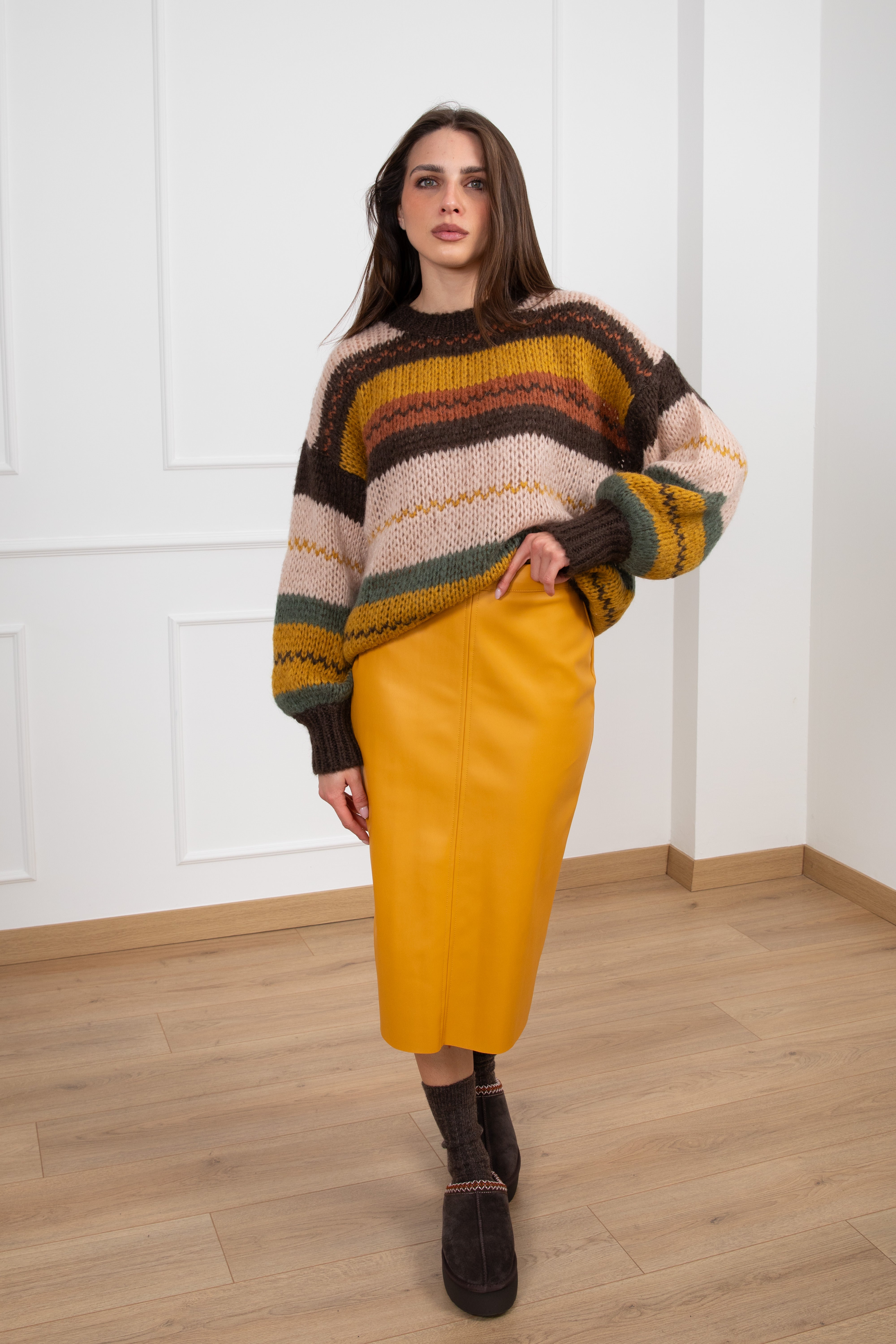 Gonna midi in eco-pelle Tensione IN