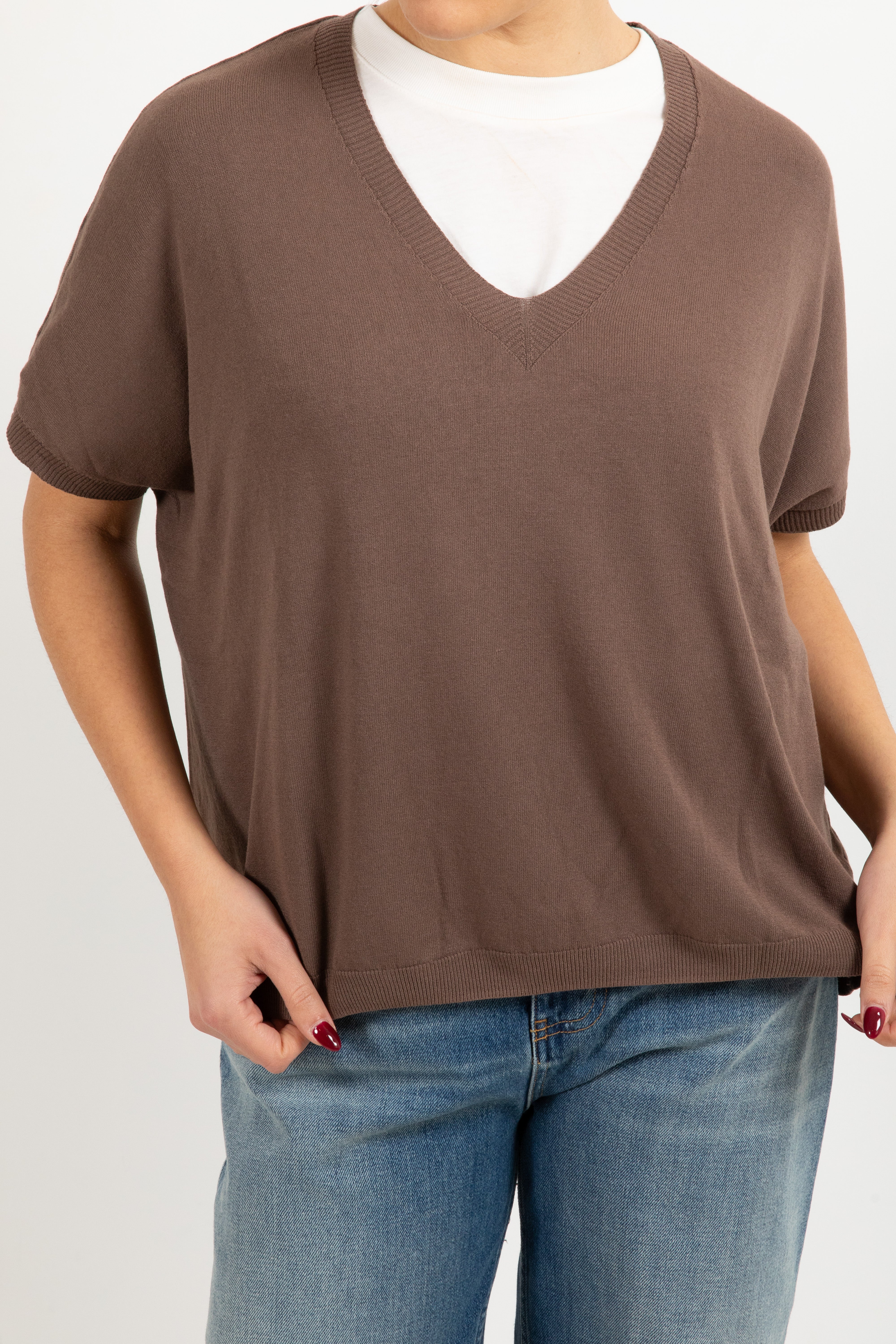 T-shirt in viscosa con scollo a "V" Susy Mix