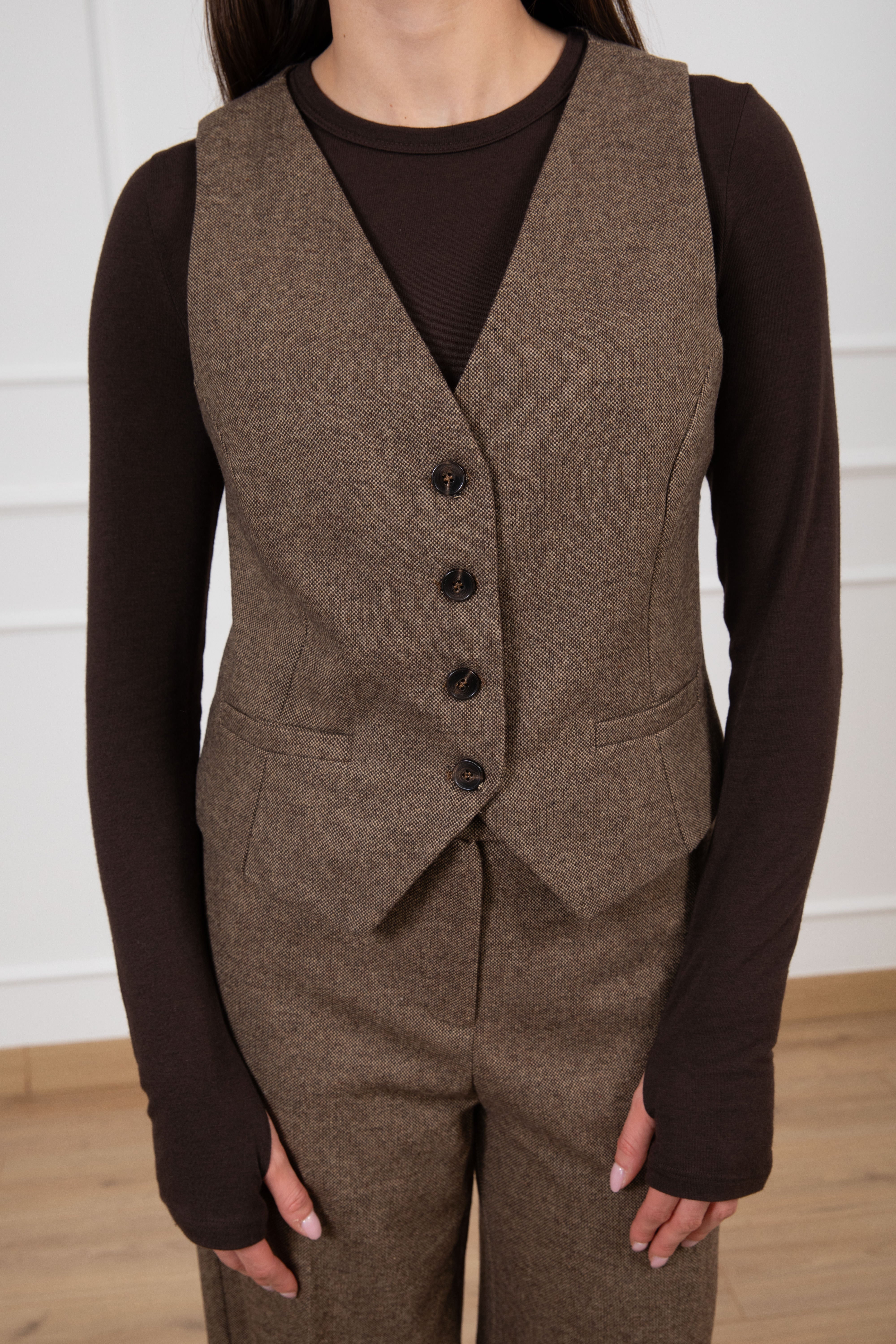 Gilet 4 bottoni sale e pepe in lana Tensione IN