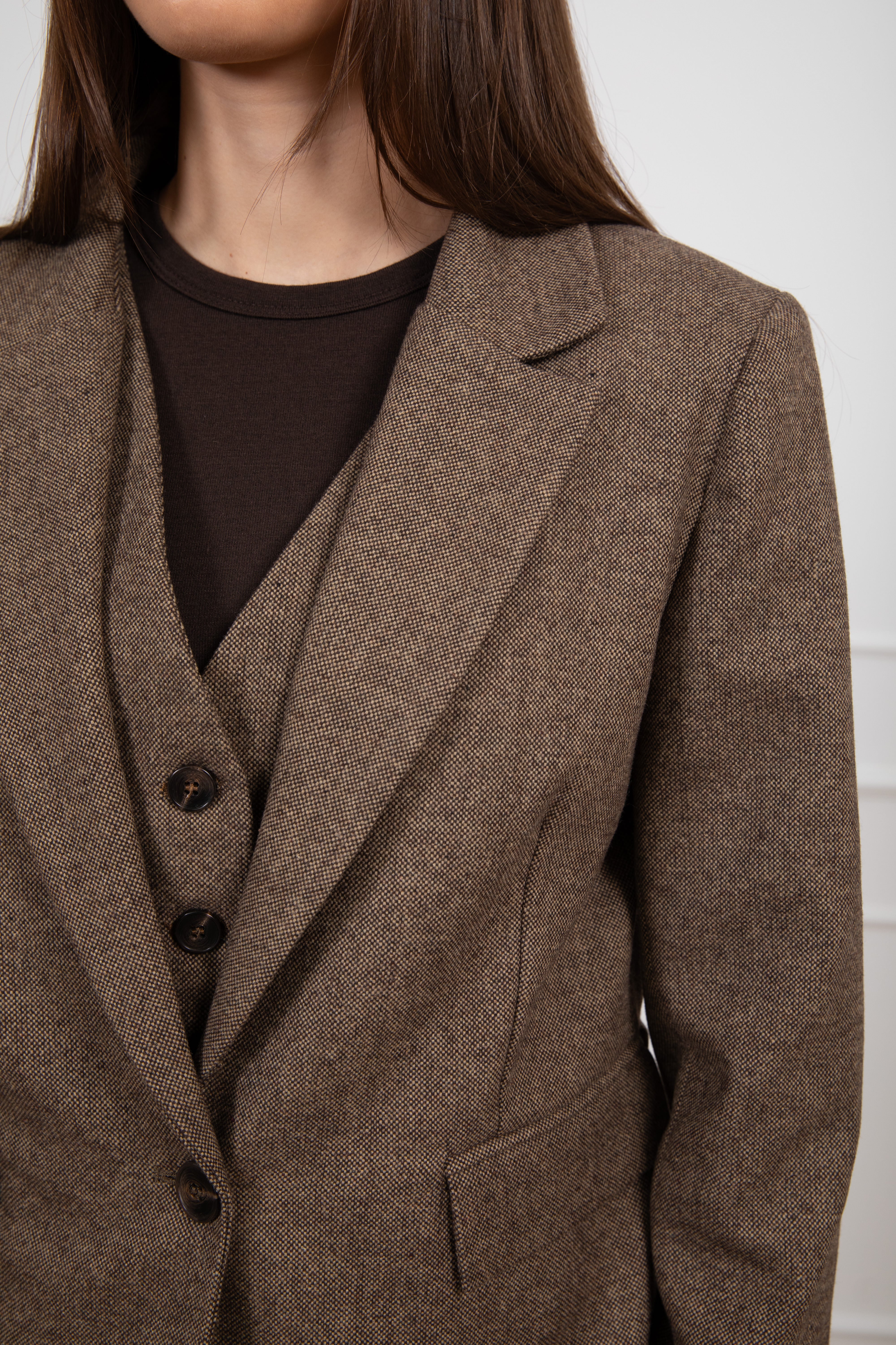 Giacca mono-bottone sale e pepe in lana Tensione IN