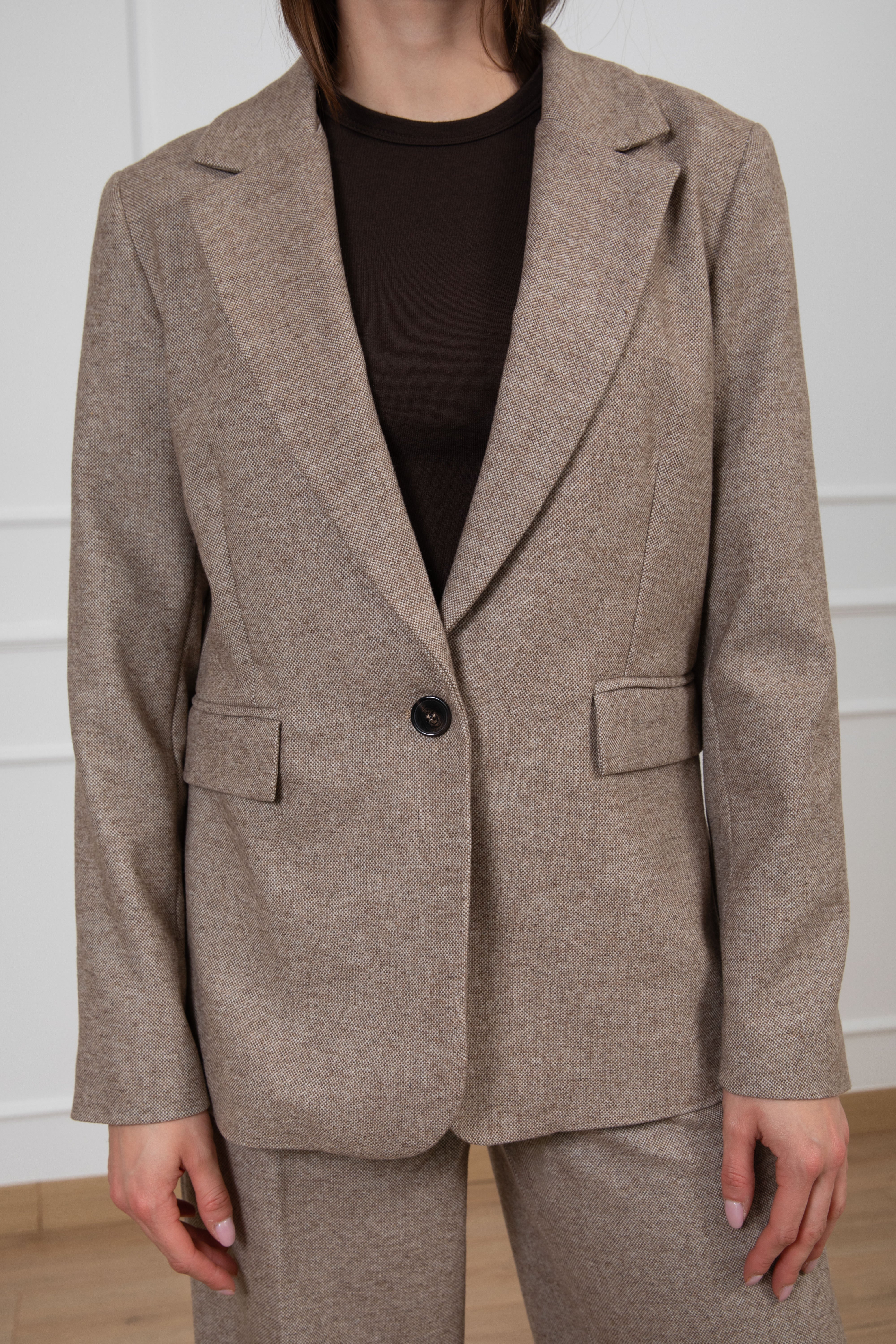 Giacca mono-bottone sale e pepe in lana Tensione IN