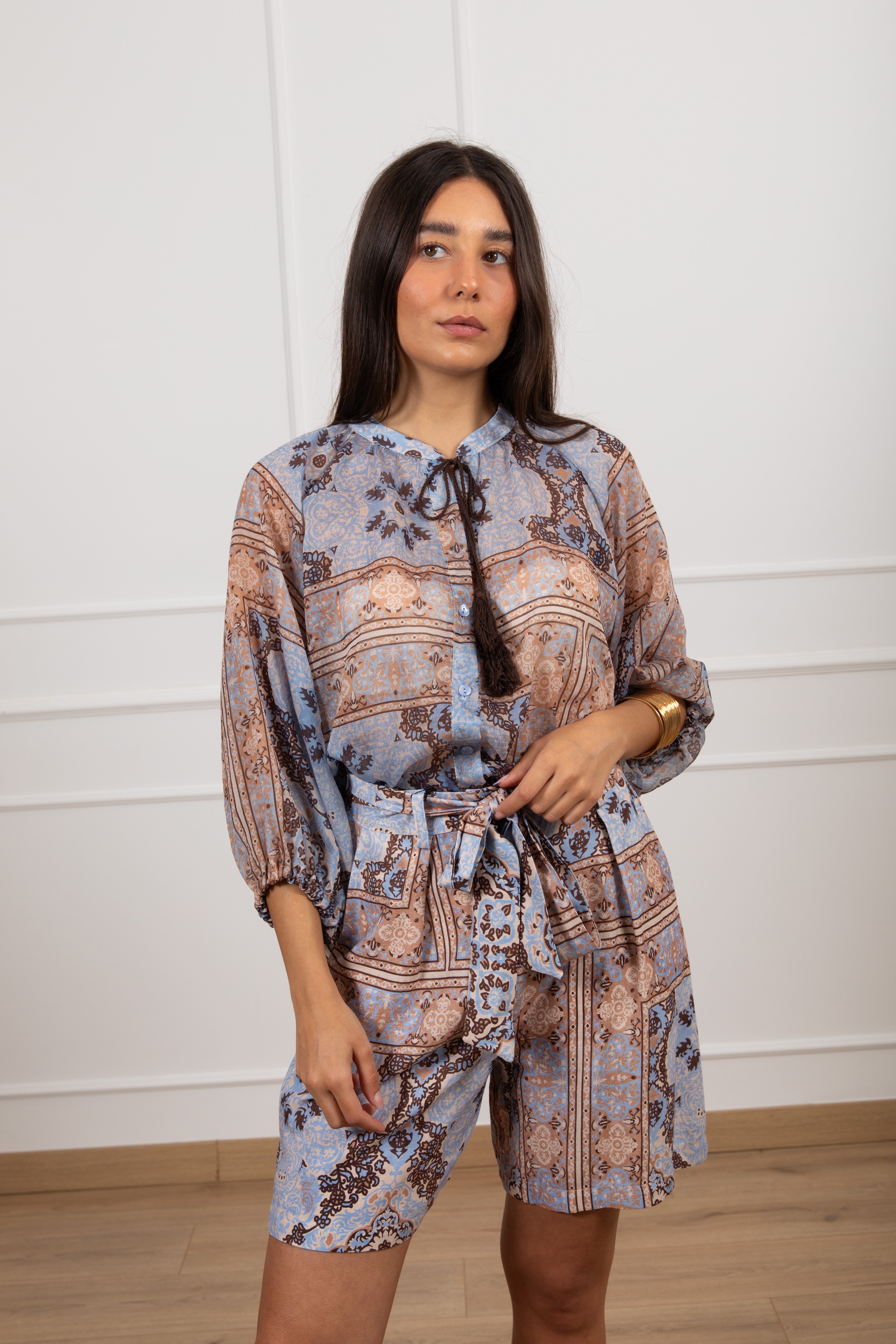 Blusa fantasia Minorca con nappine Tensione IN
