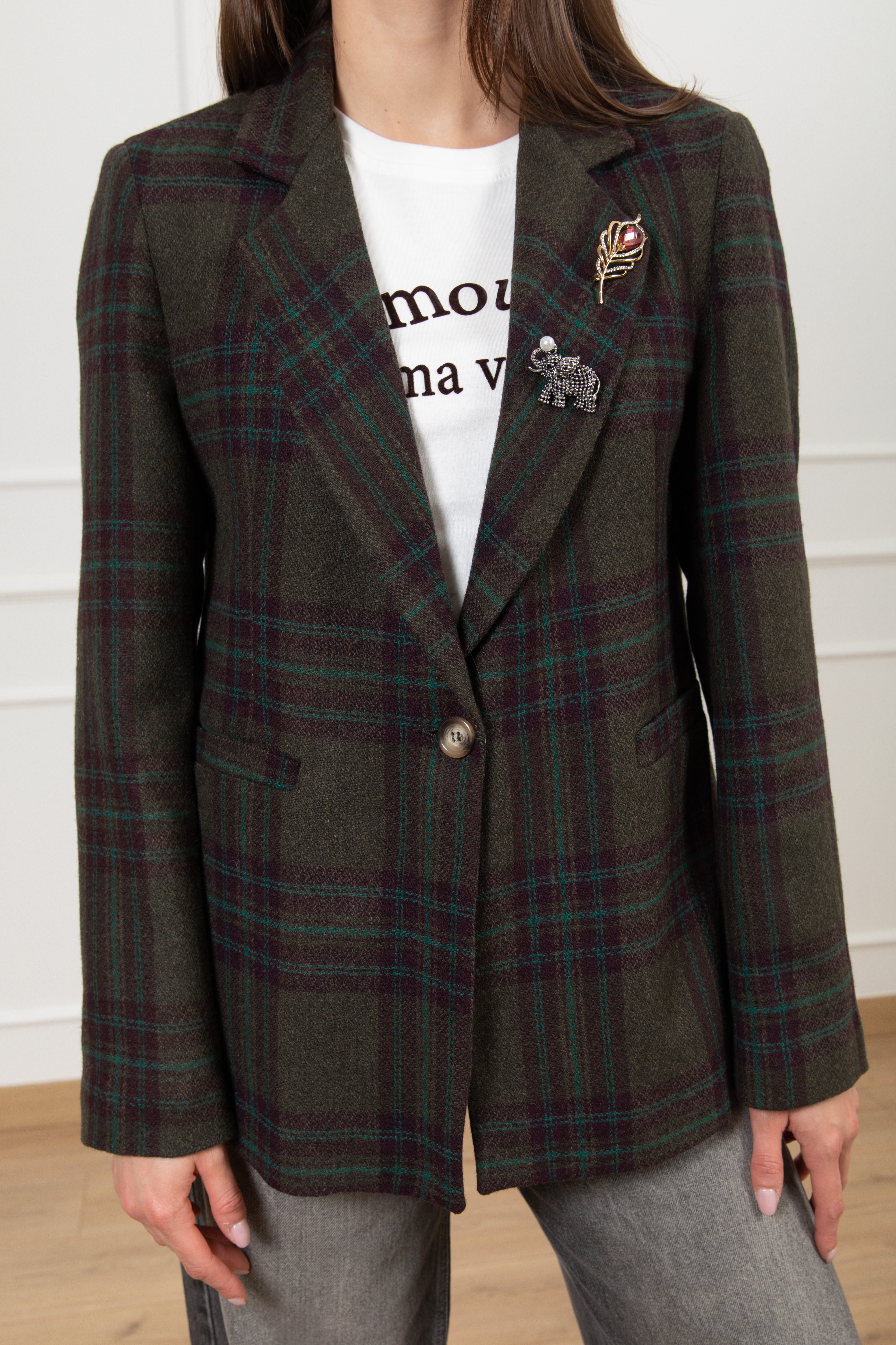 Giacca check con spille Susy Mix