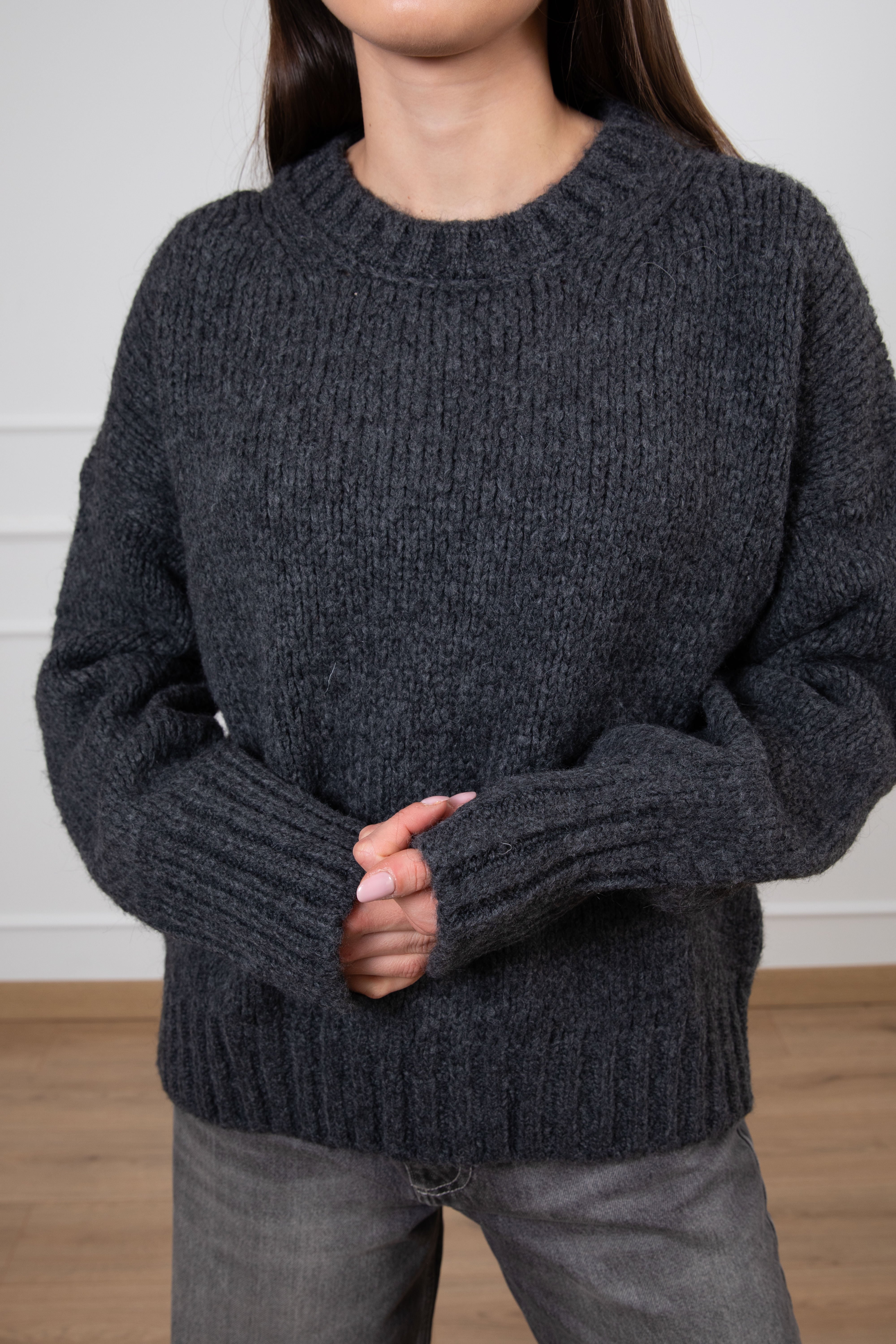 Pull girocollo in lana grossa ViCOLO