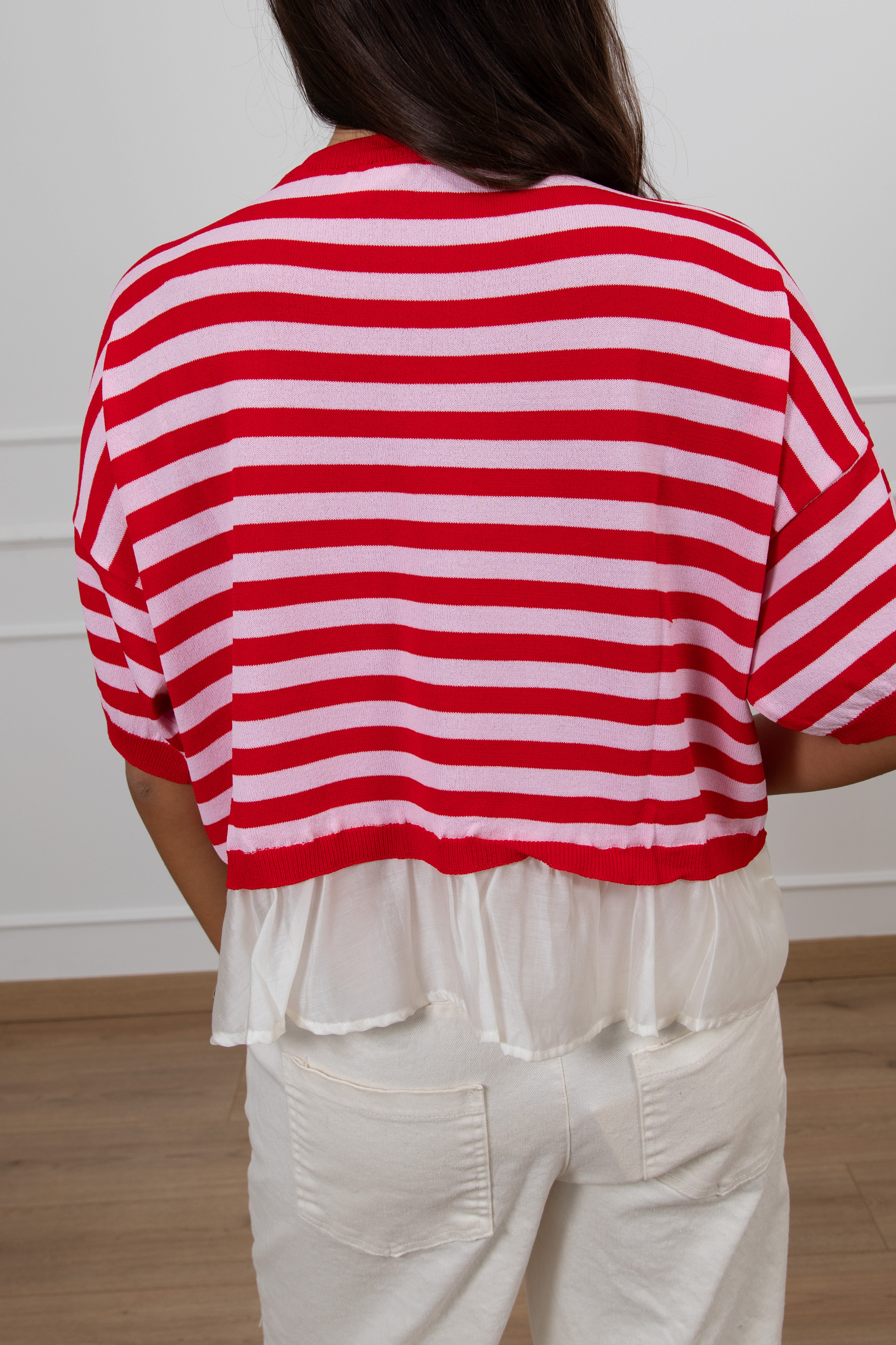 T-shirt in maglia a righe con fondo in lyocell ViCOLO