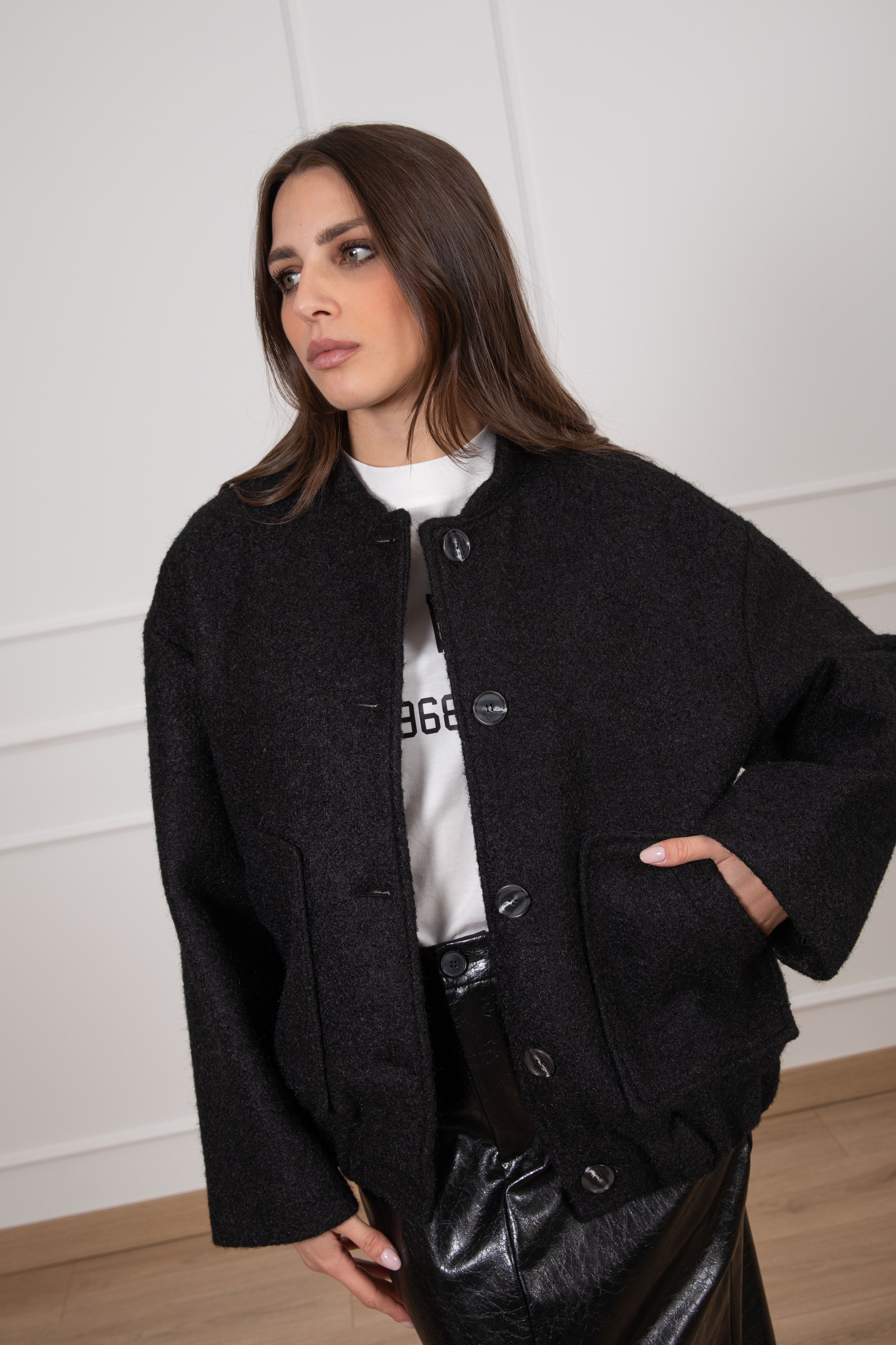 Bomber bouclè con tasche ViCOLO