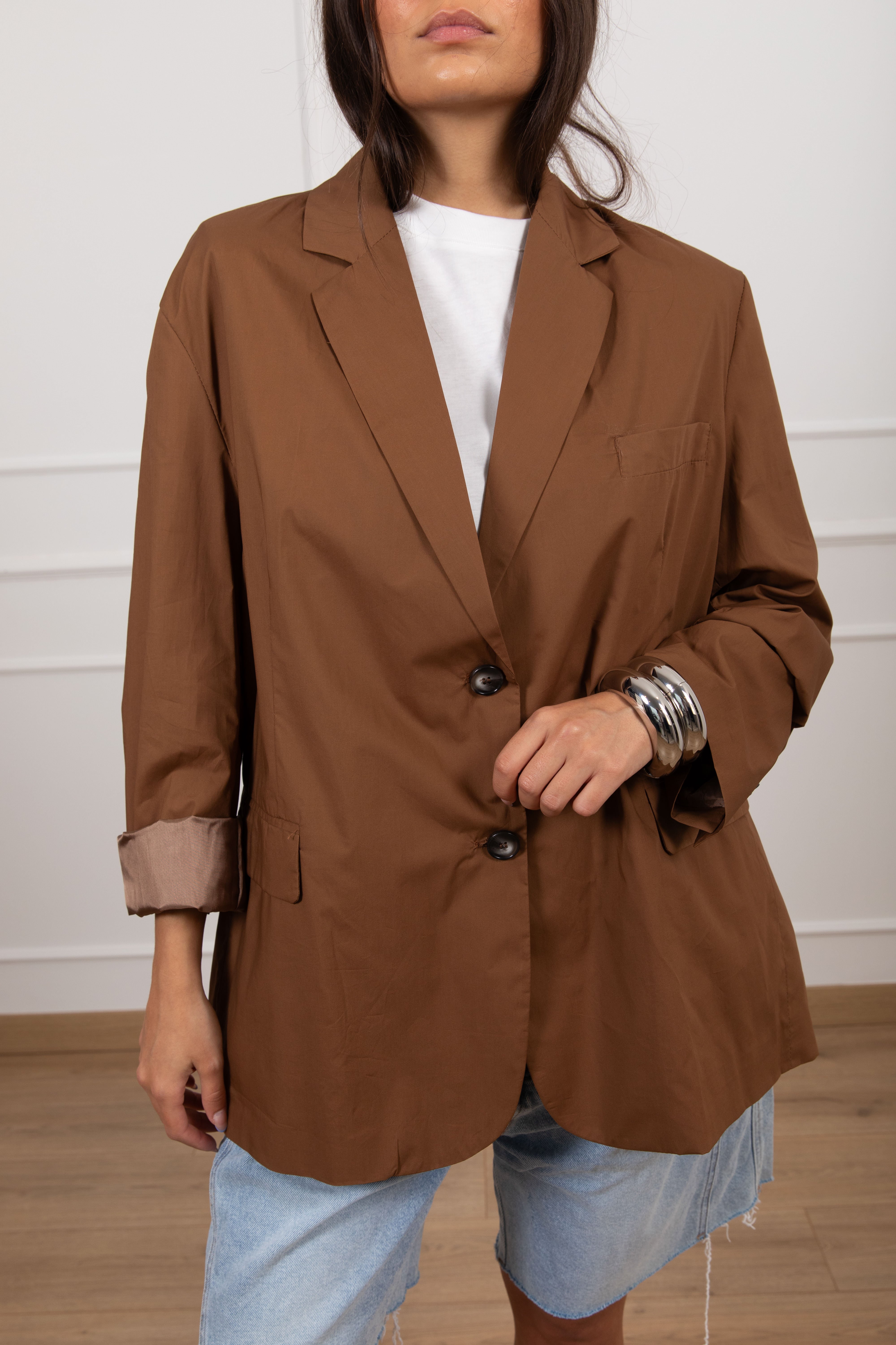 Giacca over-size 2 bottoni in cotone leggero ViCOLO