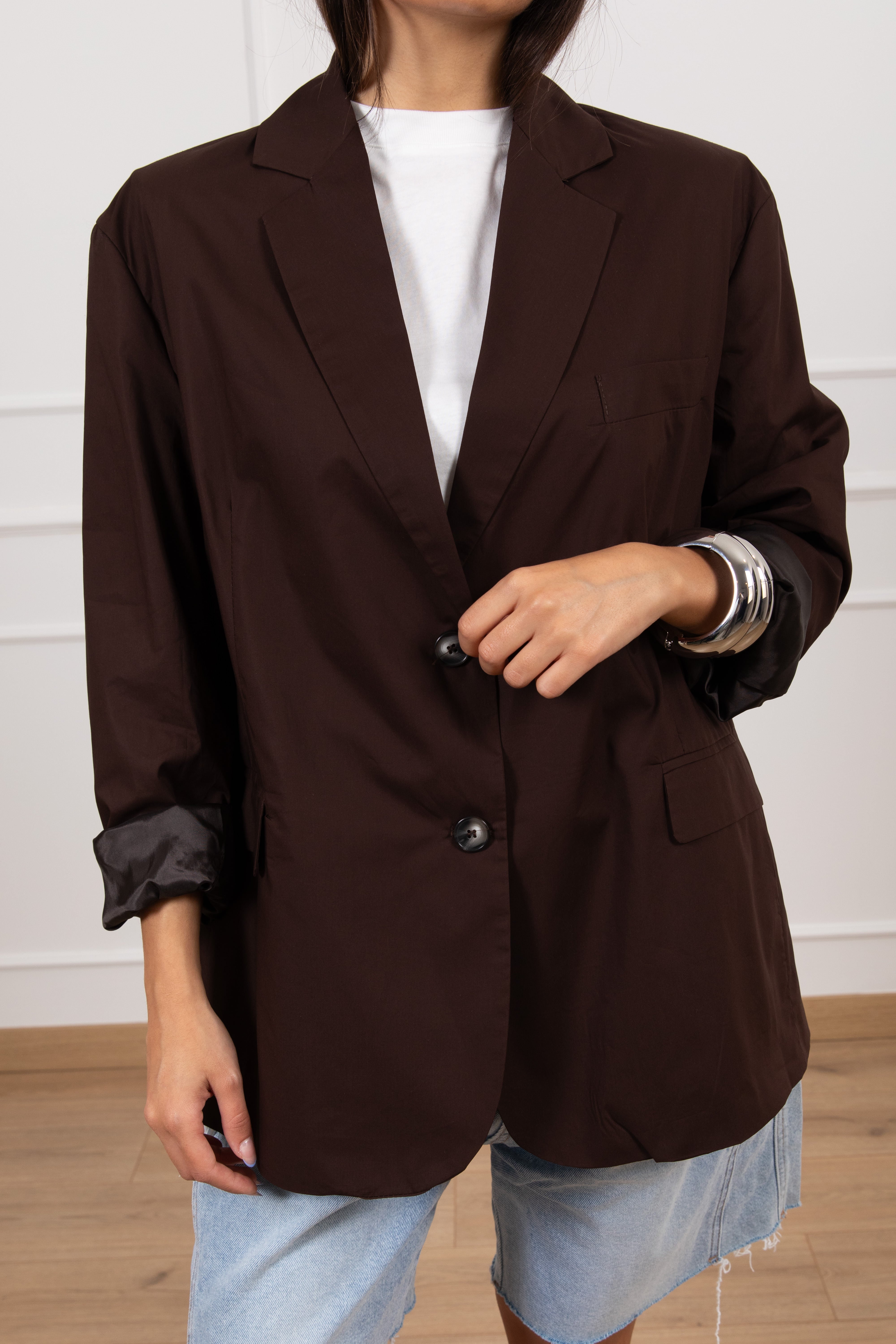 Giacca over-size 2 bottoni in cotone leggero ViCOLO