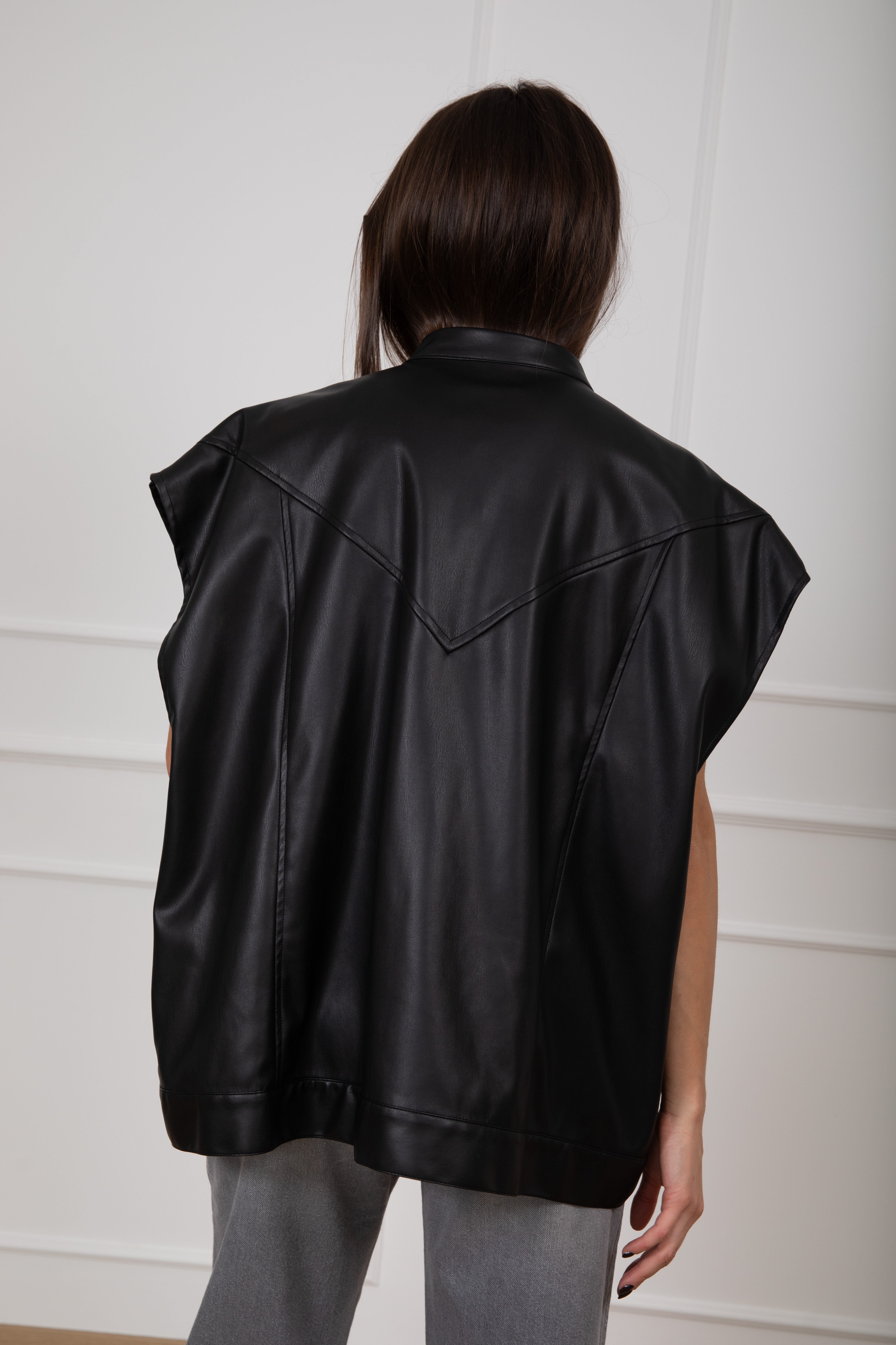 Gilet oversize in eco-pelle Dixie