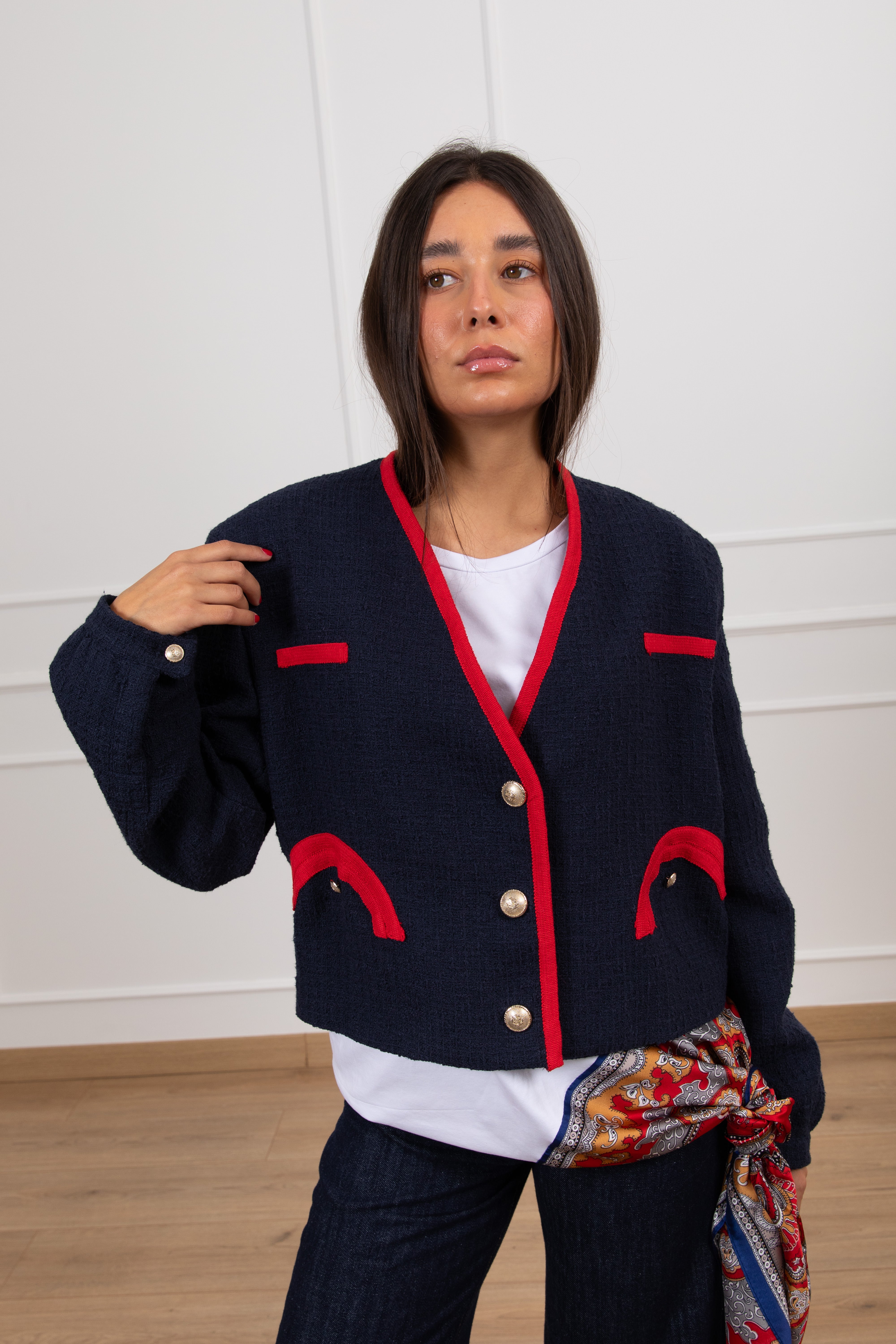 Giacchino in tweed con dettaglio a contrasto Tensione IN