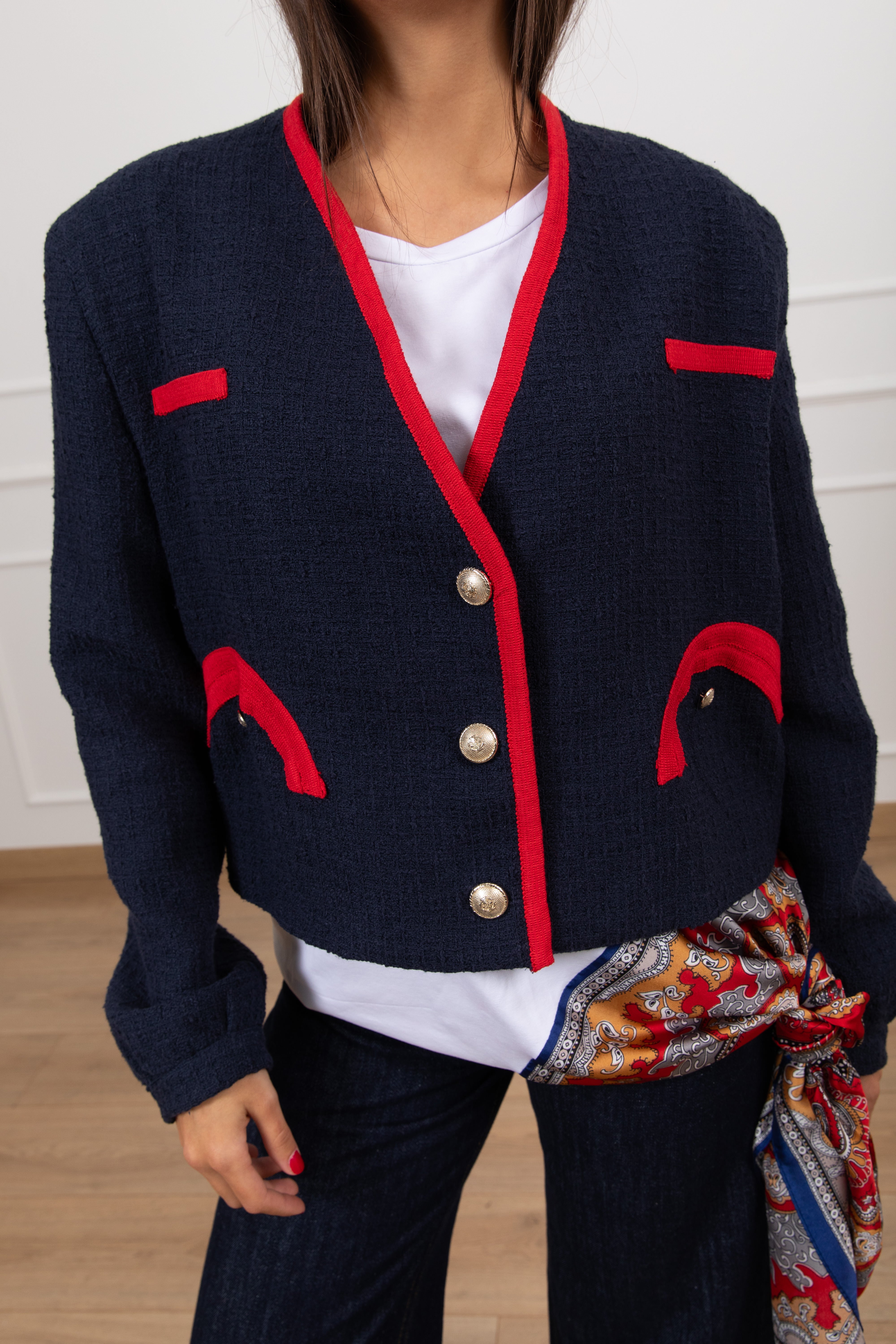 Giacchino in tweed con dettaglio a contrasto Tensione IN