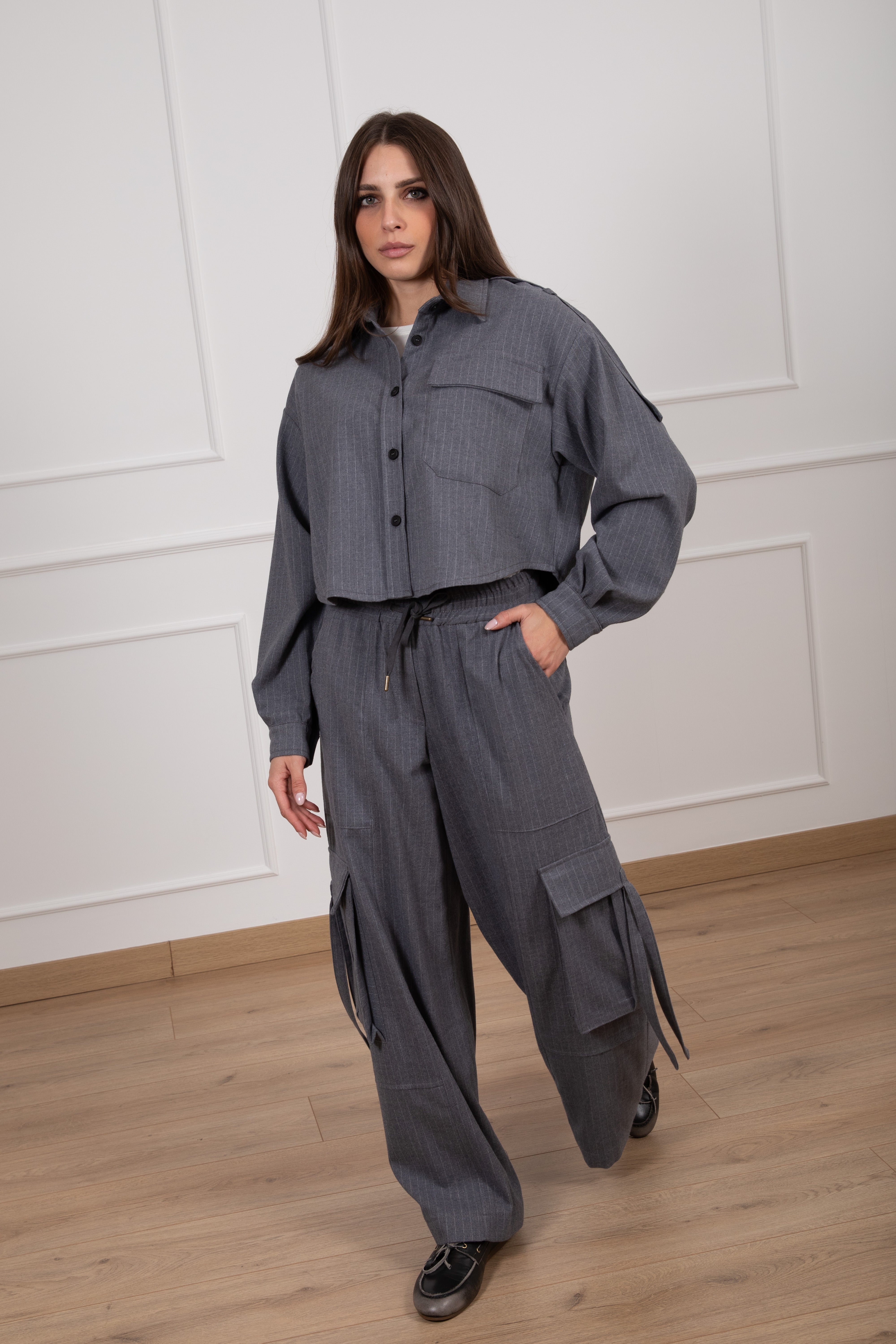 Pantalone cargo gessato Tensione IN