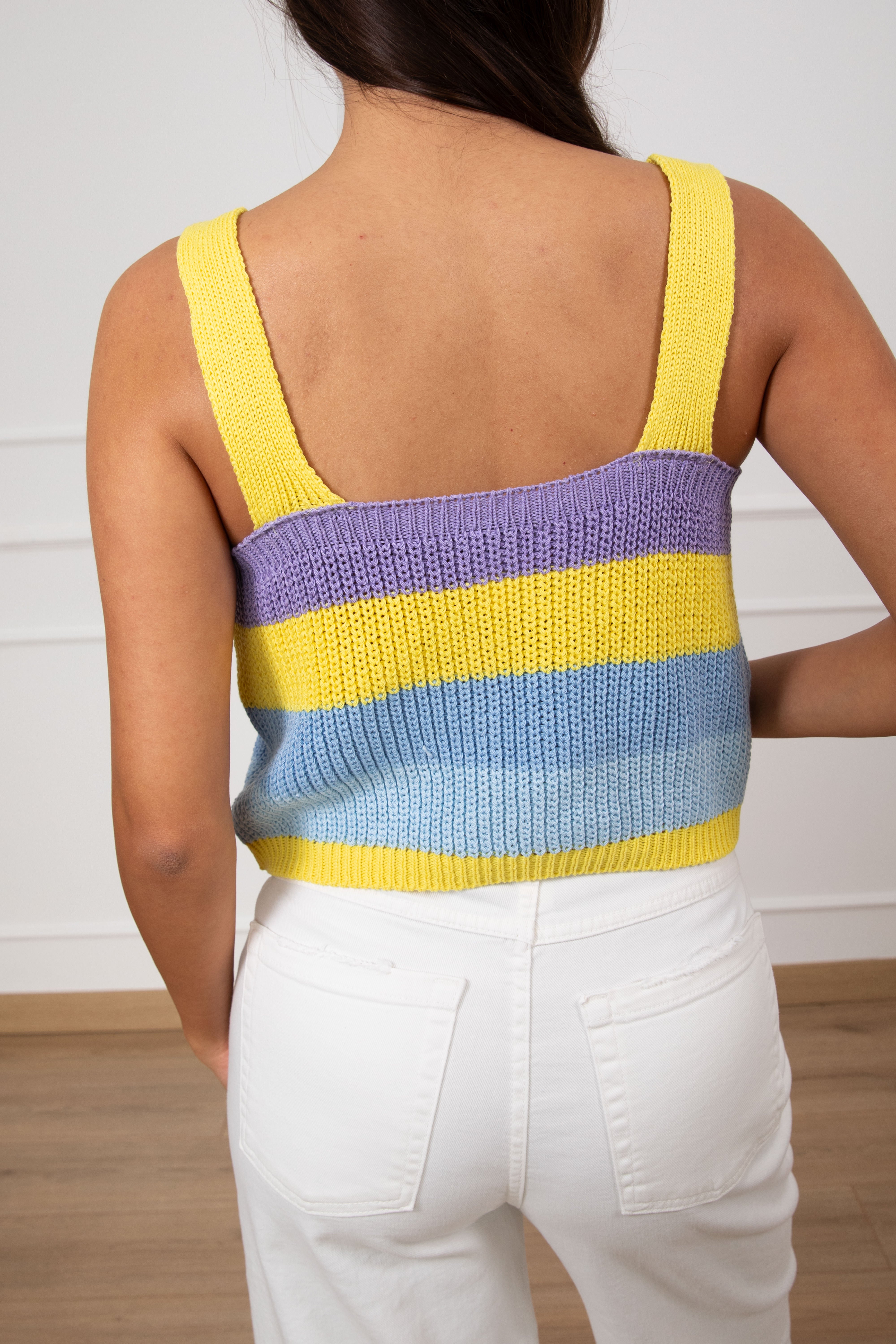 Top cropped punto pannocchia a righe Susy Mix
