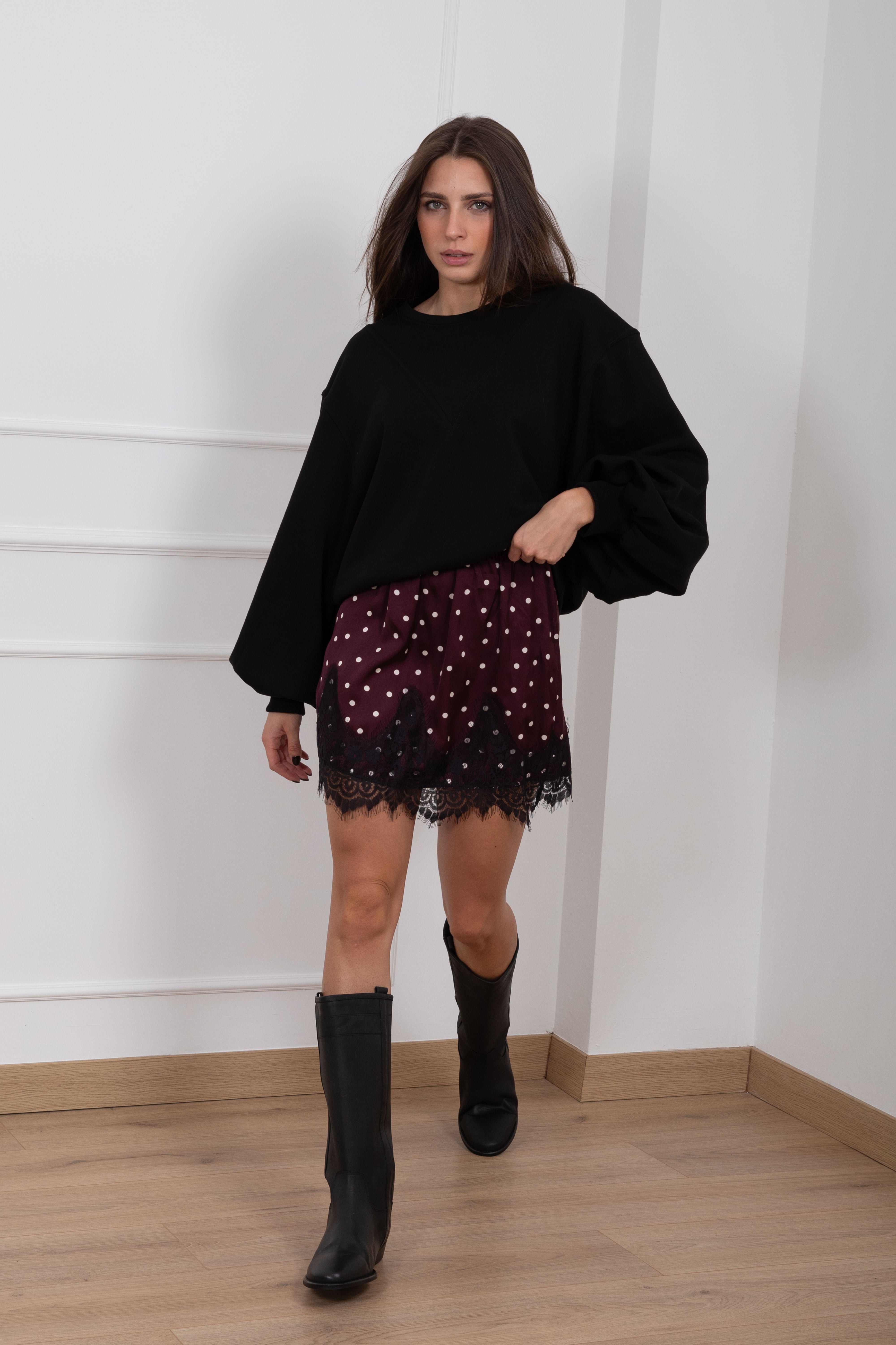 Mini-gonna lingerie a pois ViCOLO