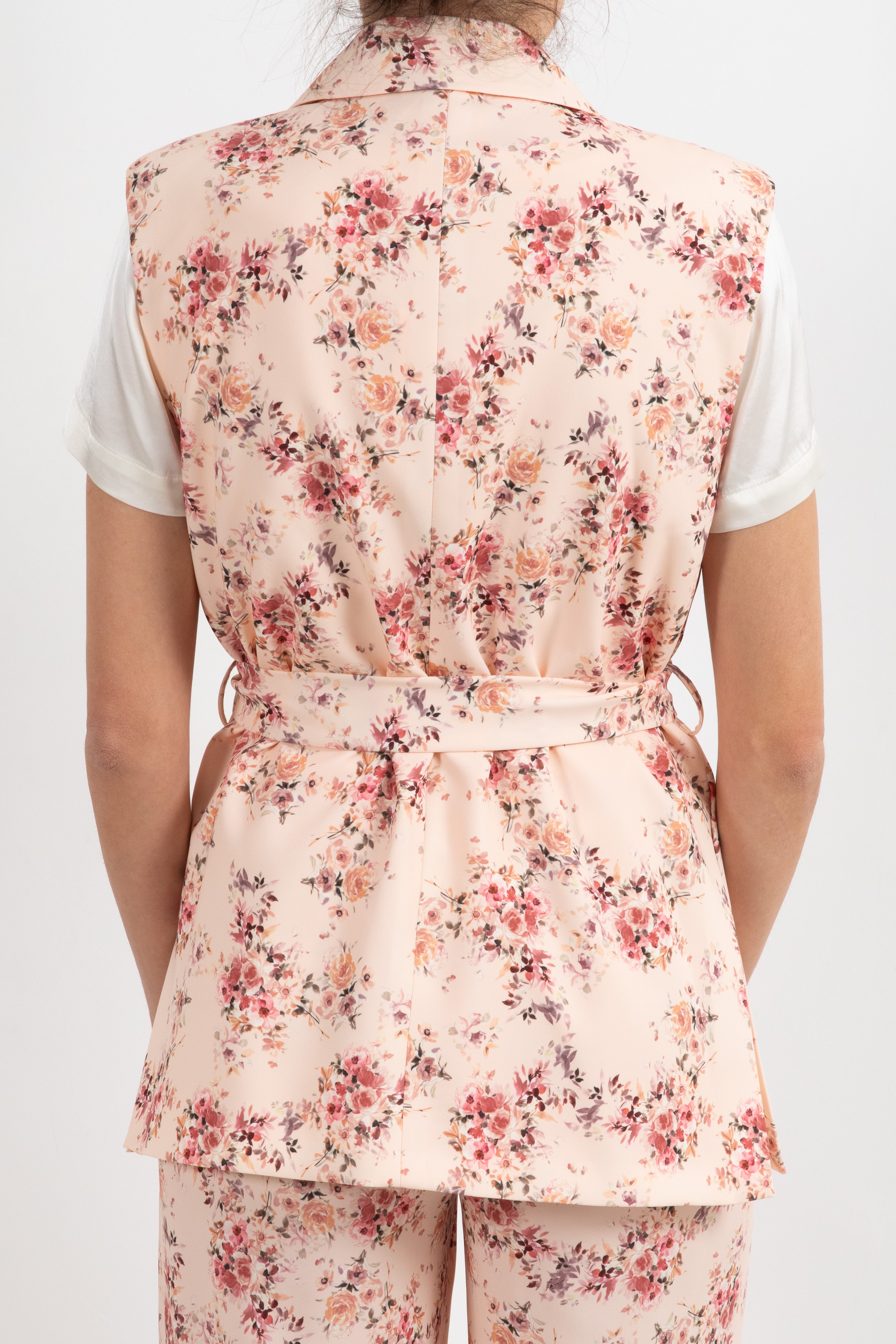 Gilet con fusciacca fantasia micro-flowers rosa ViCOLO