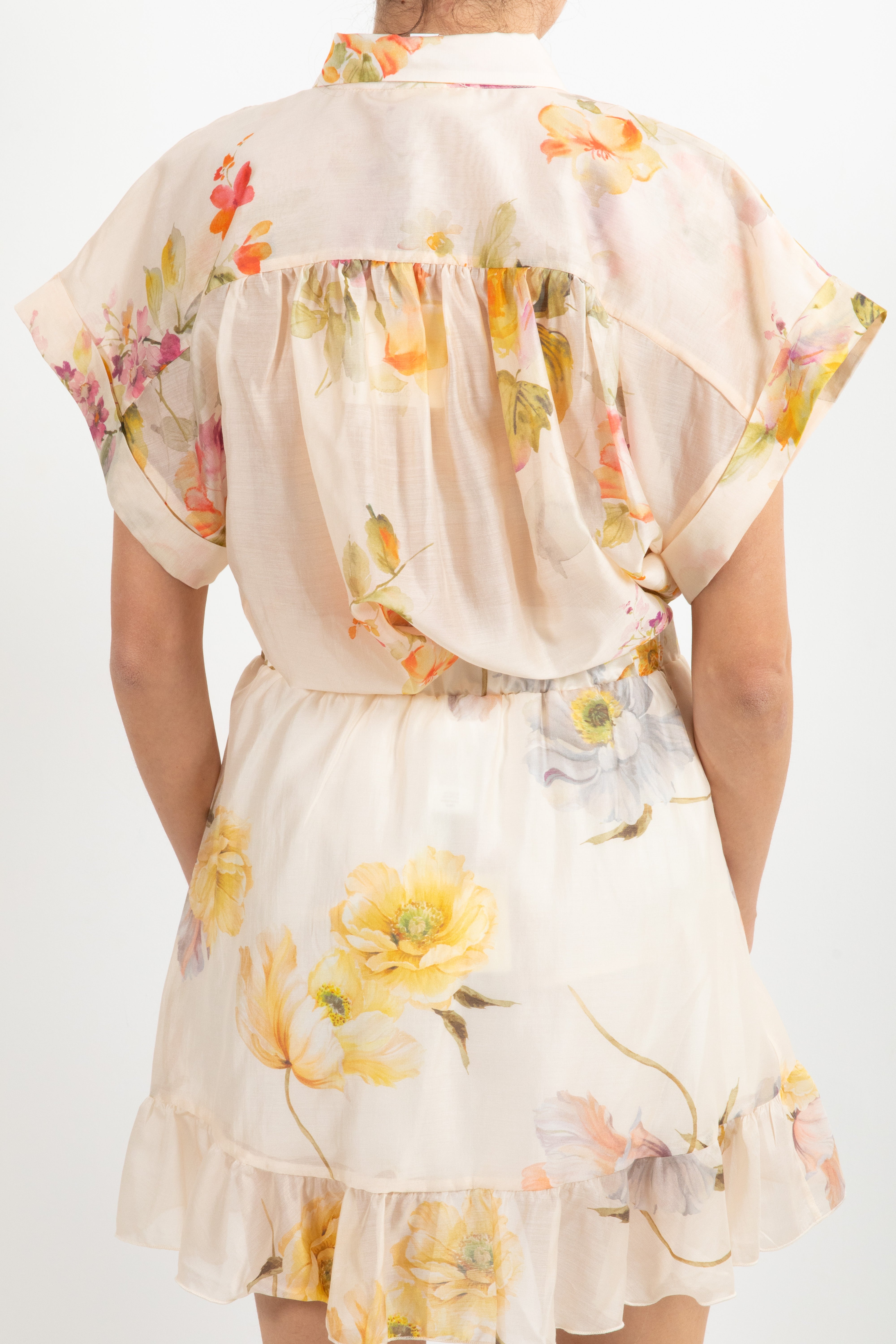 Camicia a manica corta in lyocell fantasia flowers ViCOLO