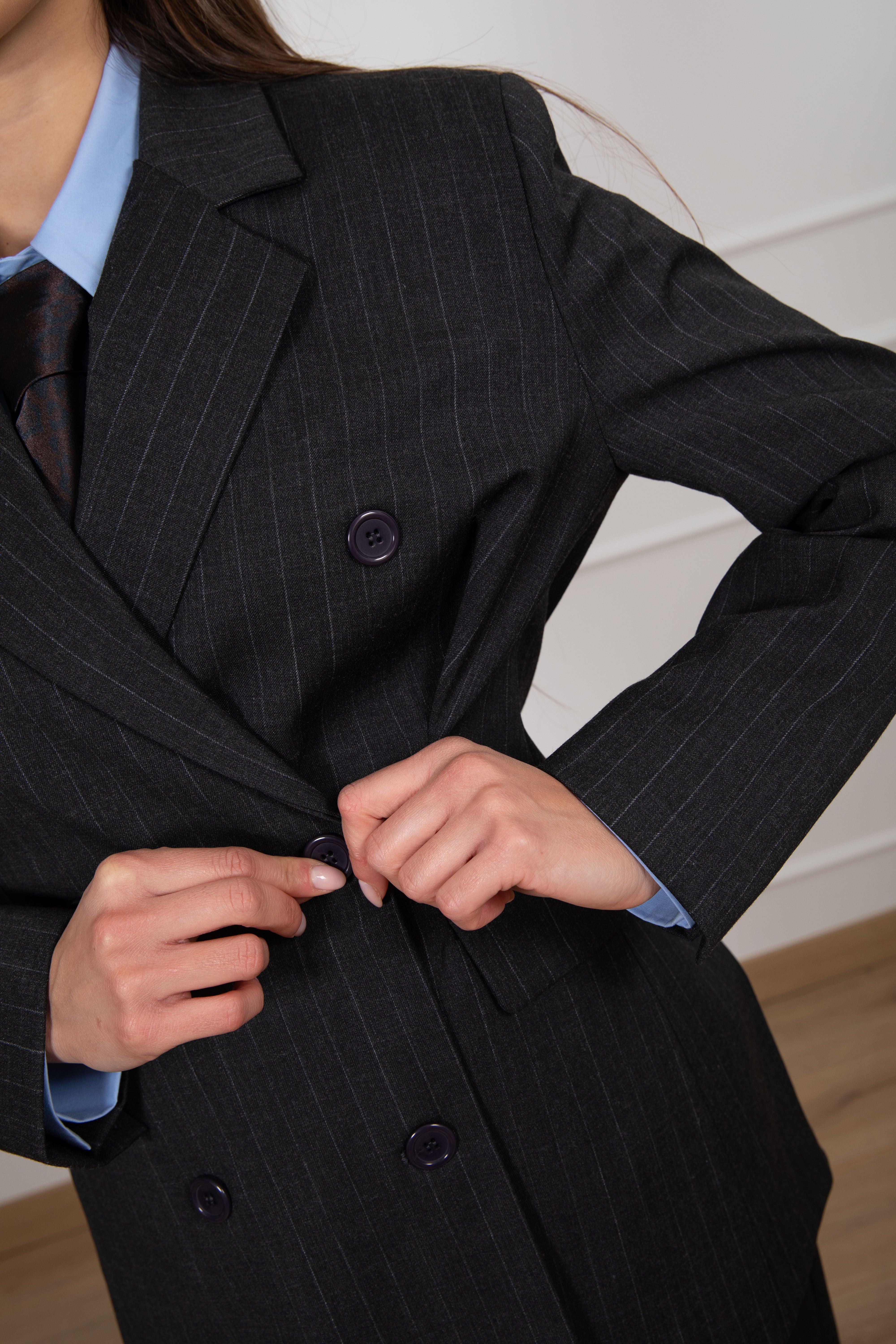 Giacca gessata 6 bottoni in lana Dixie