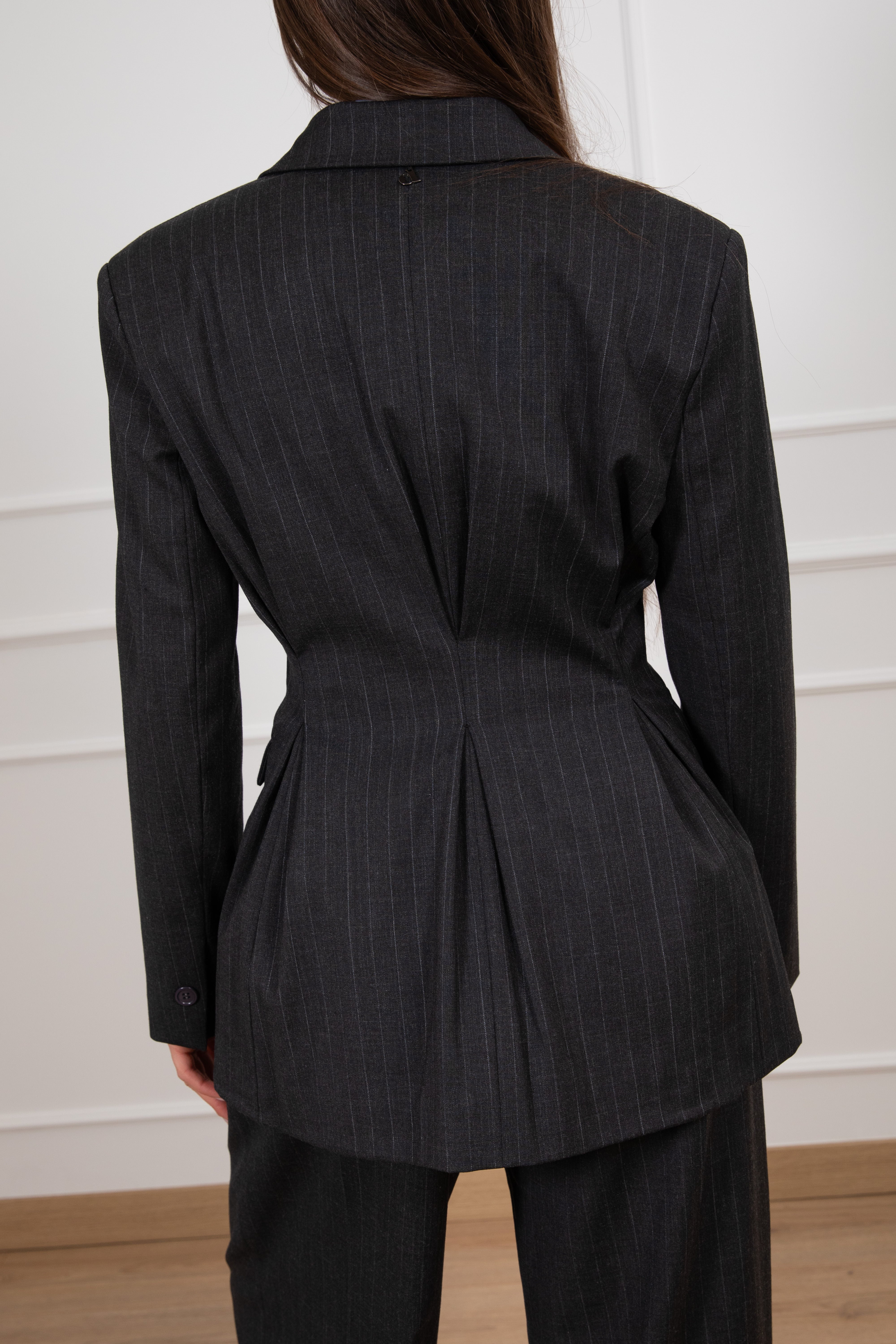 Giacca gessata 6 bottoni in lana Dixie