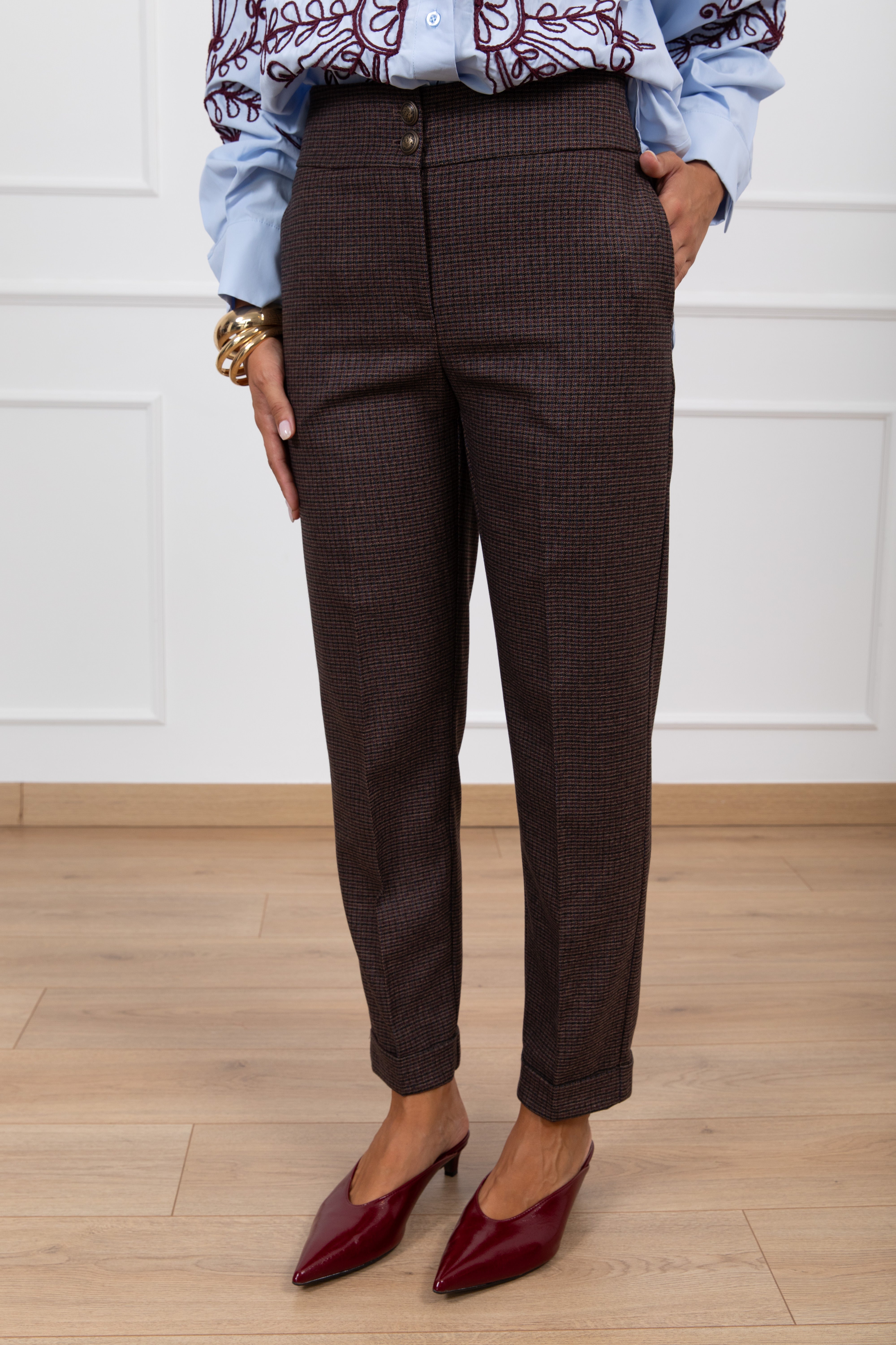 Pantalone micro-check con baschina ViCOLO