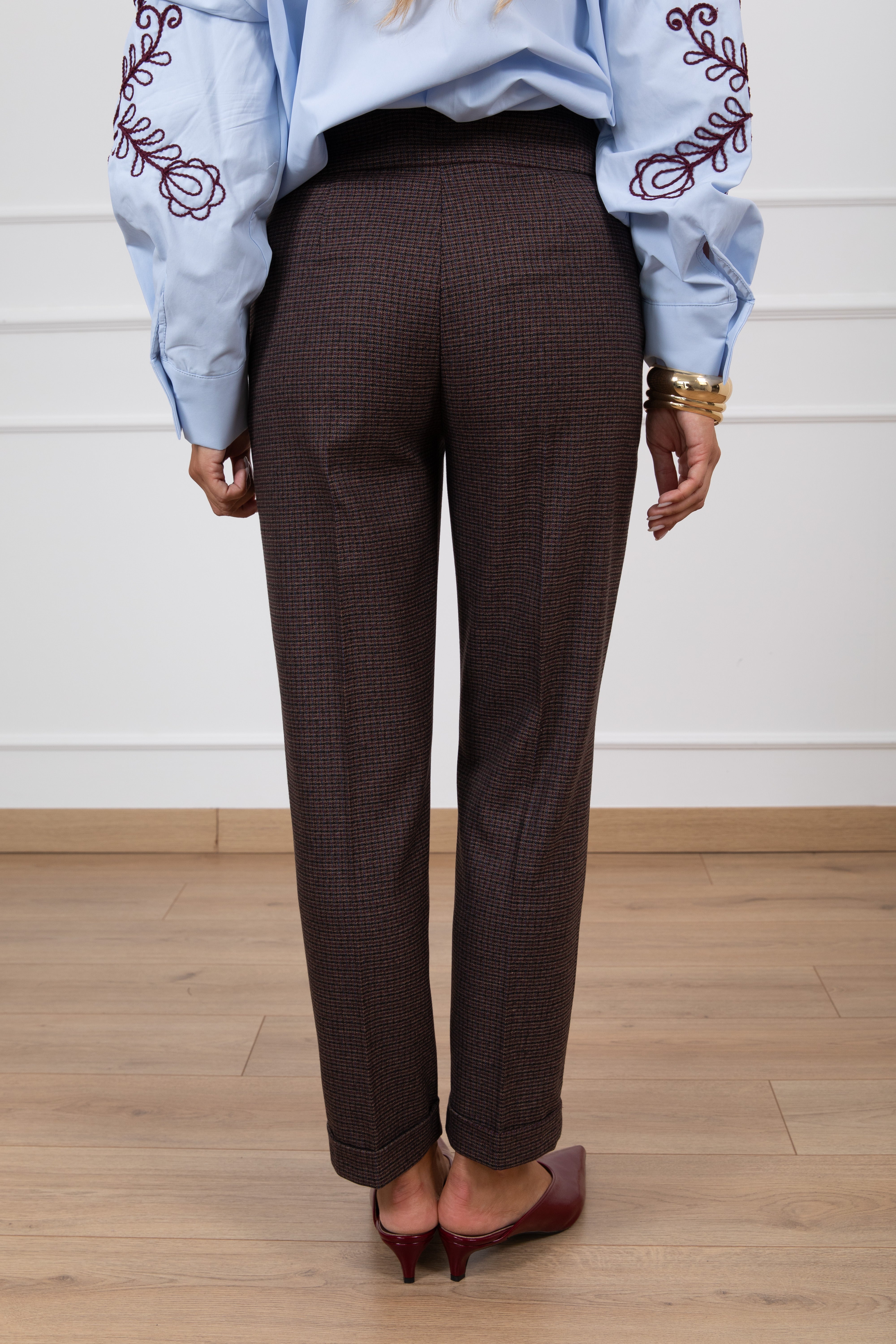 Pantalone micro-check con baschina ViCOLO