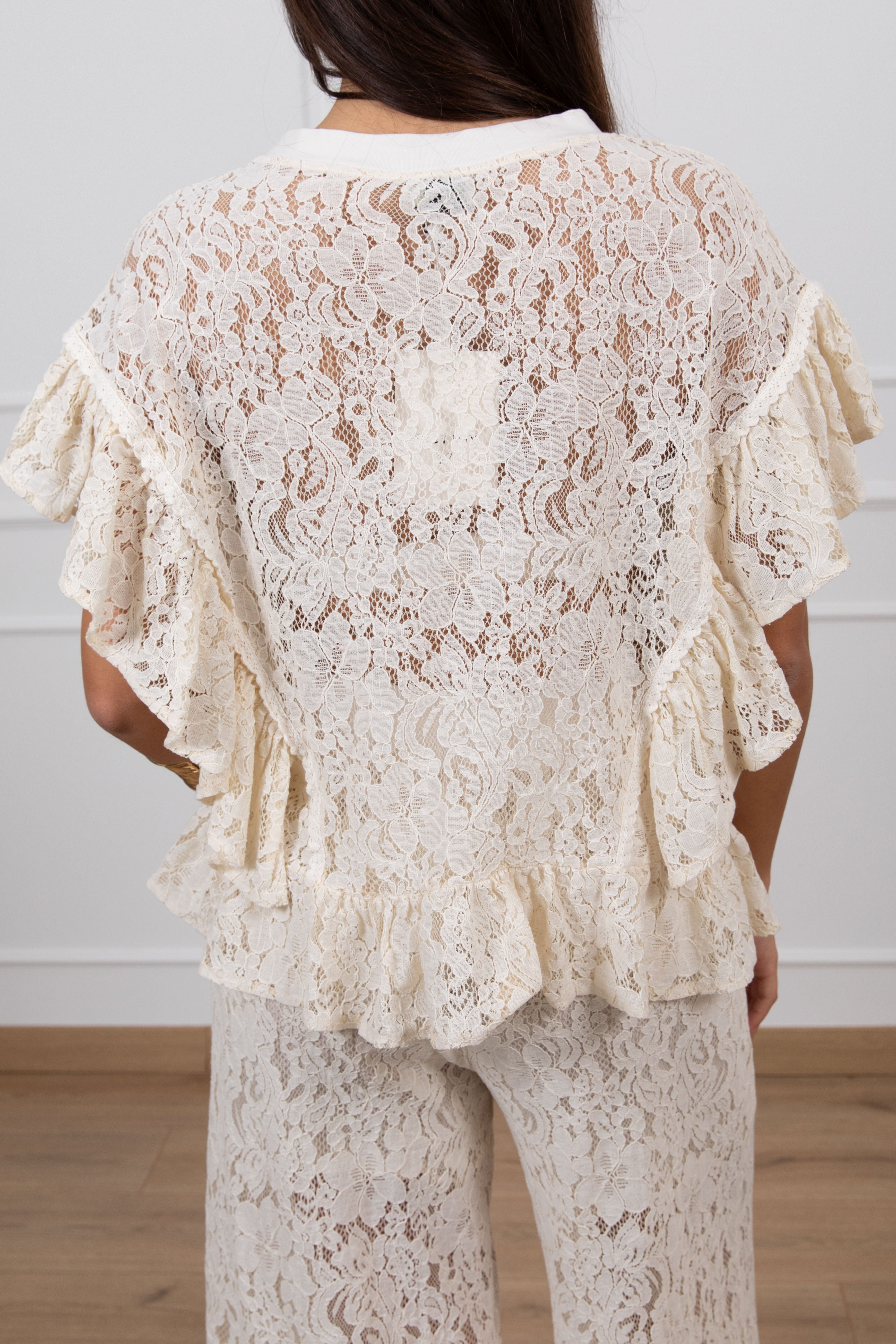 Blusa in pizzo con volant Susy Mix