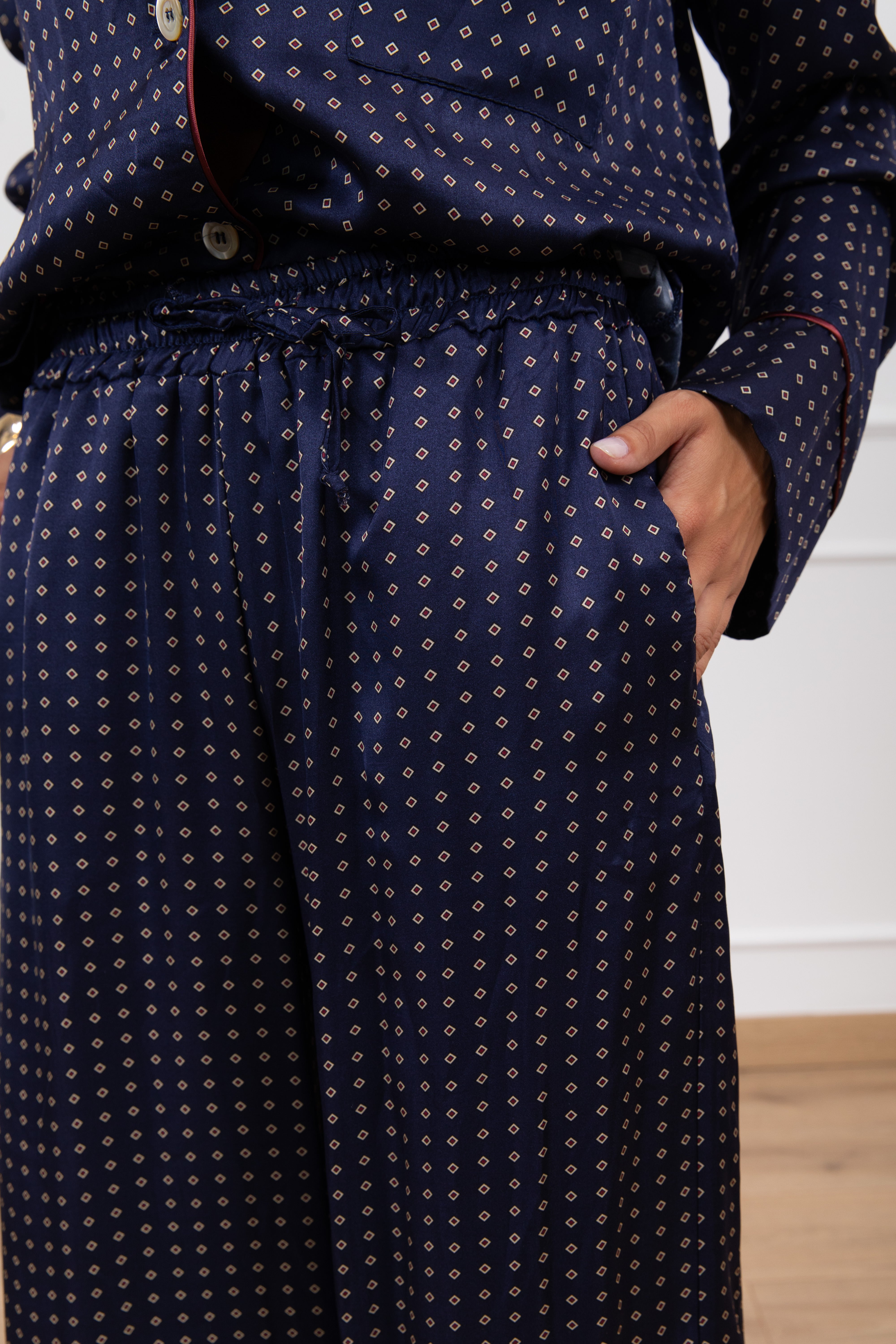 Pantalone pigiama fantasia micro-rombi con coulisse Tensione IN