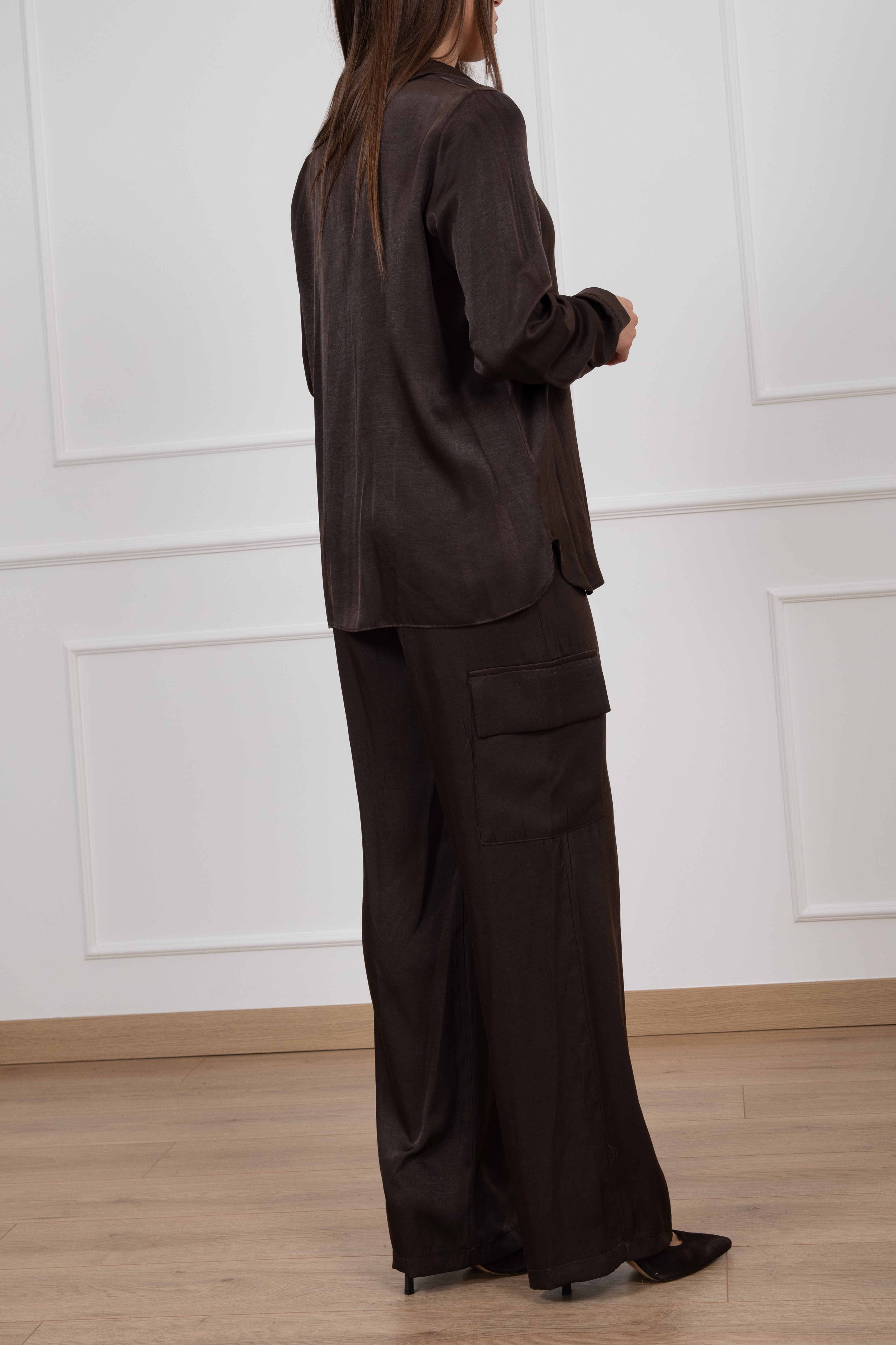 Coordinato camicia e pantalone cargo in viscosa Susy Mix