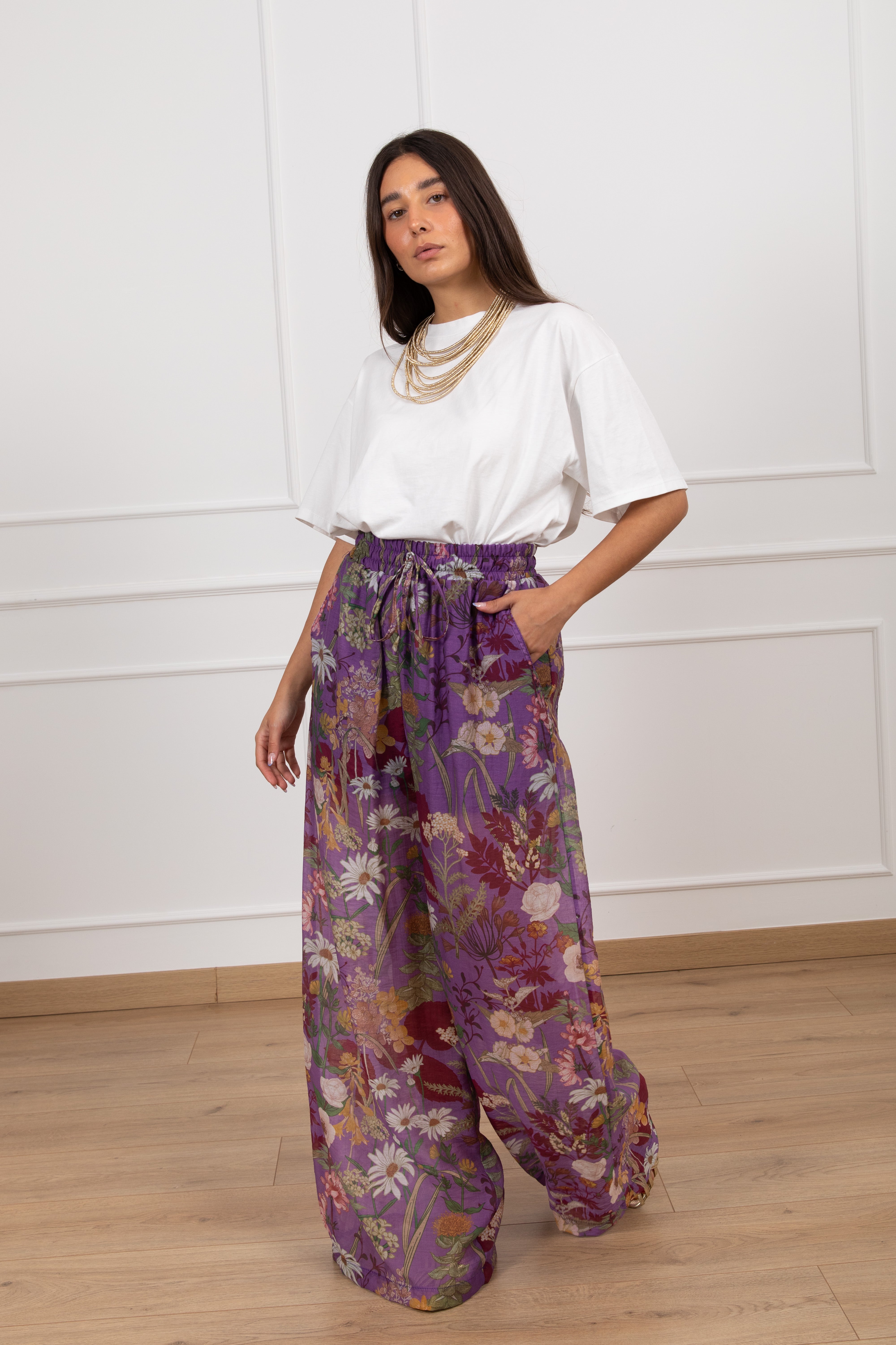 Pantalone fantasia erbolario con coulisse ViCOLO