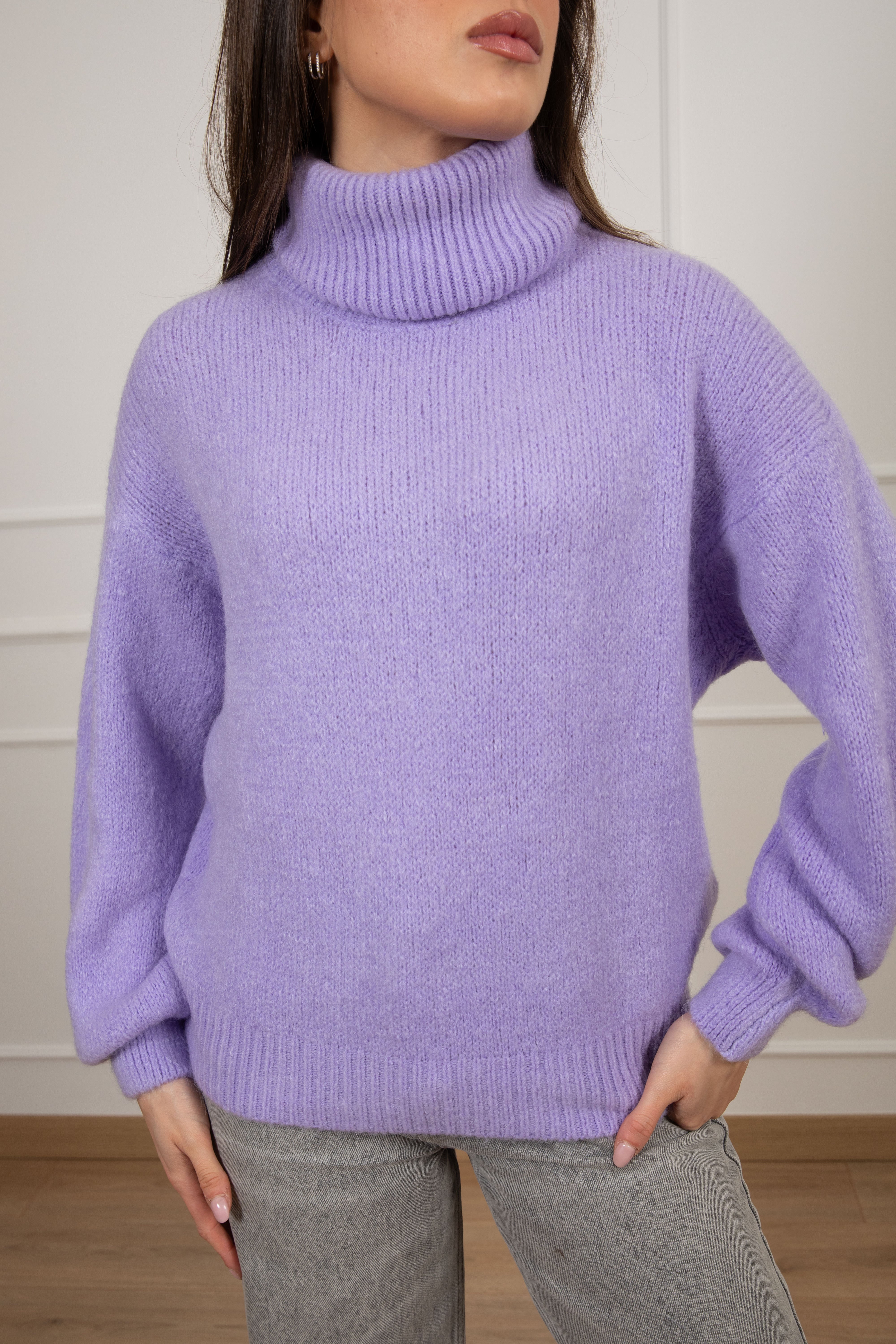 Pull a collo alto in lana e alpaca Susy Mix