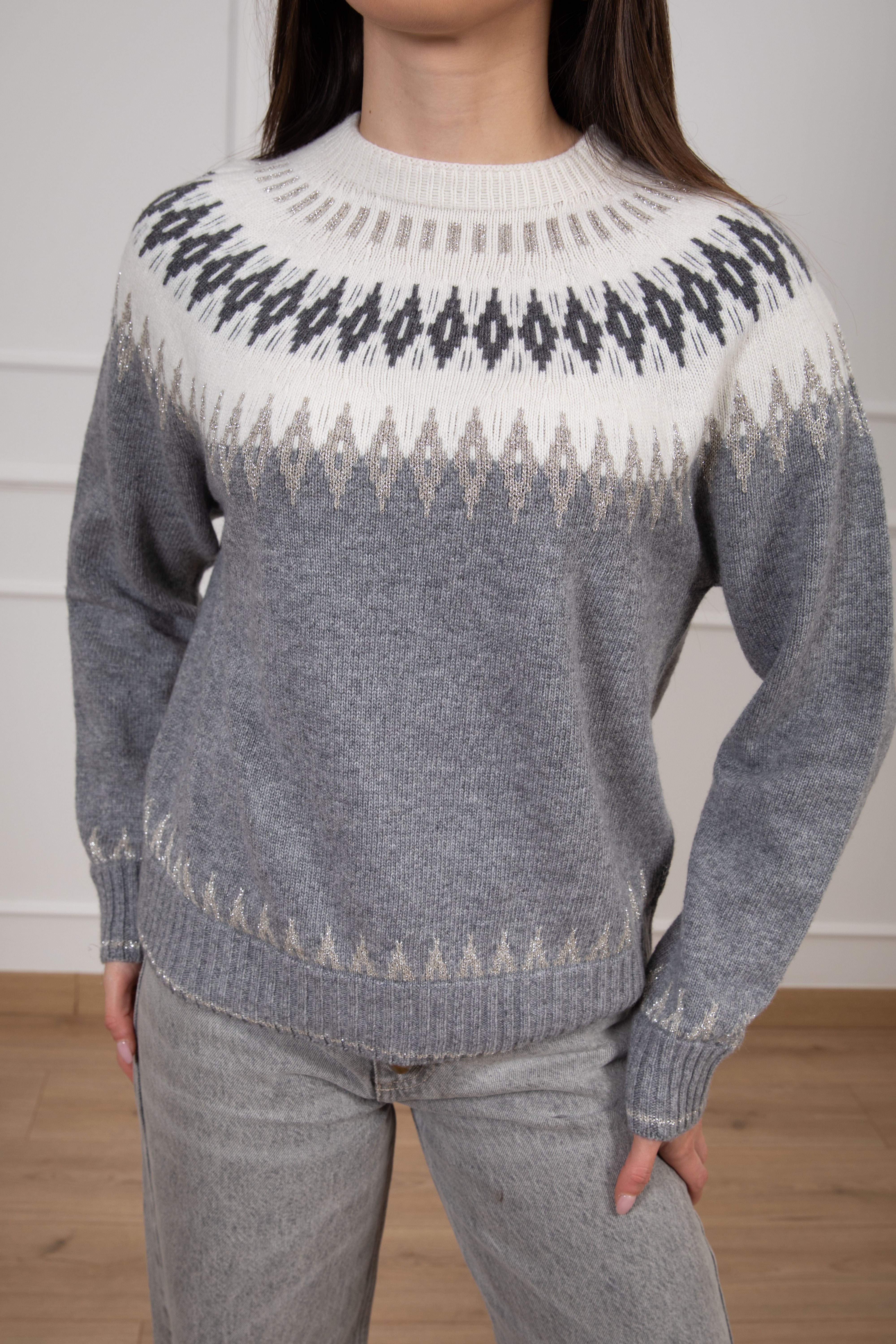 Pull motivo rombi con filo lurex Tensione IN