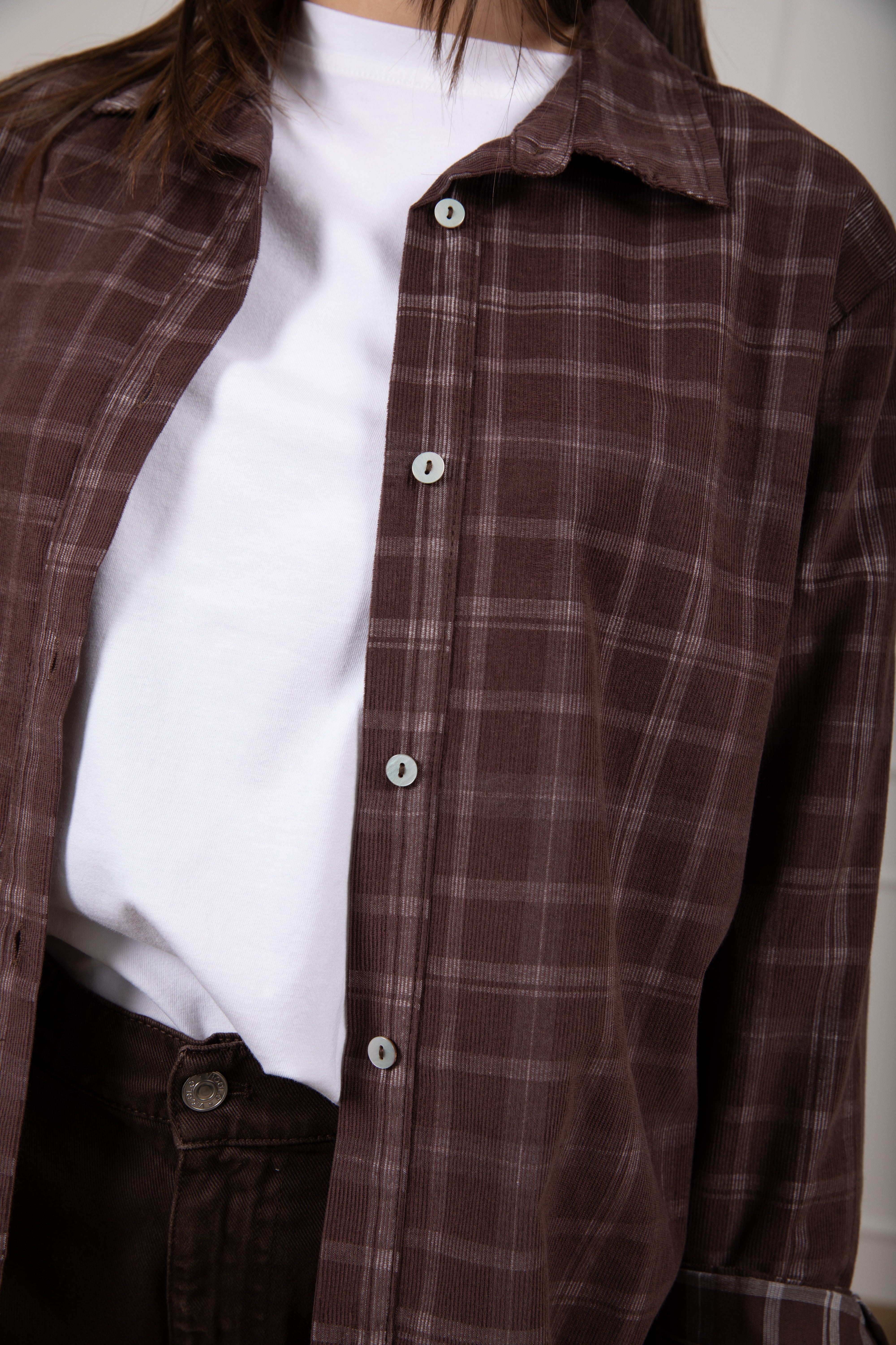 Camicia check in velluto millerighe Susy Mix