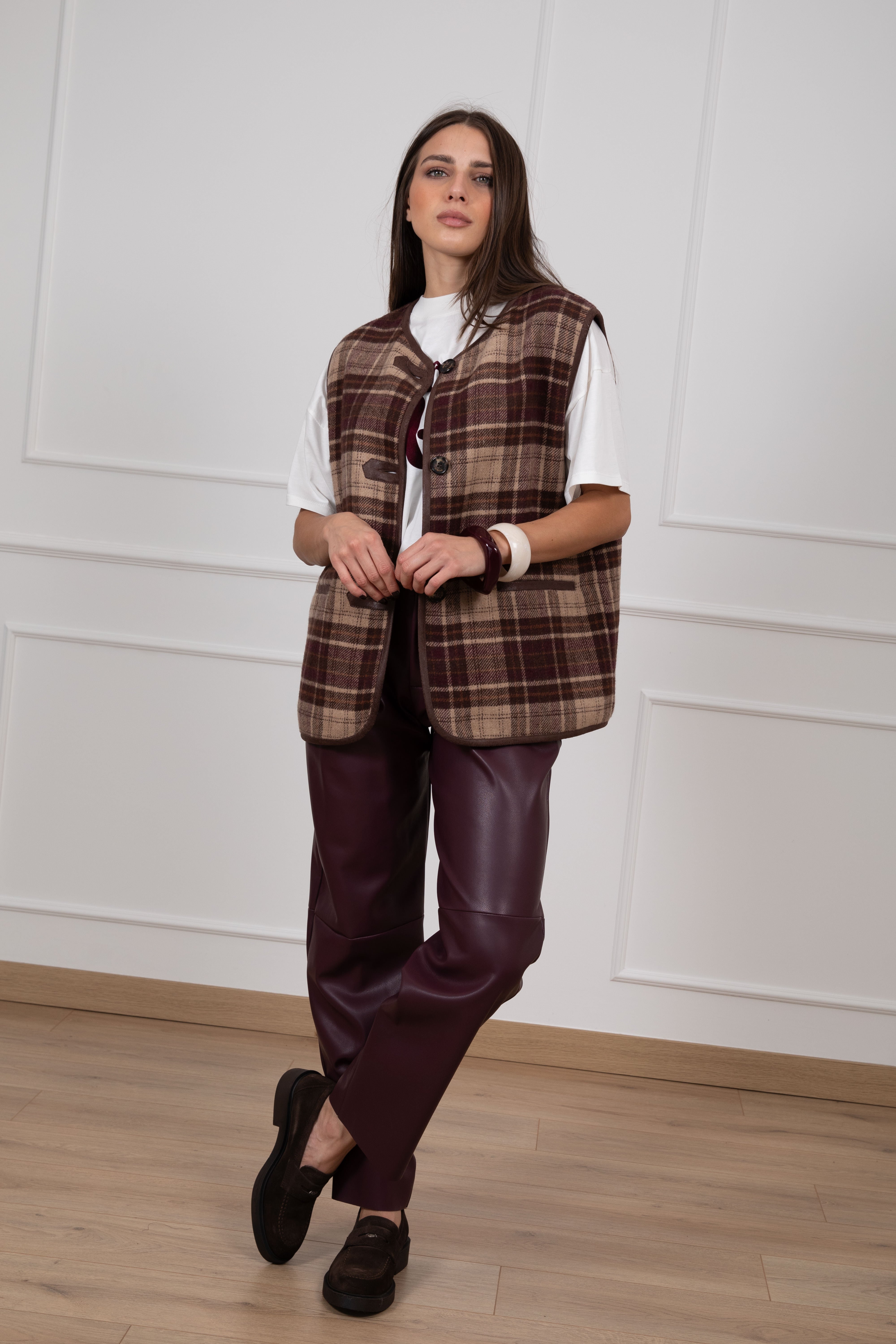 Gilet check in lana ViCOLO