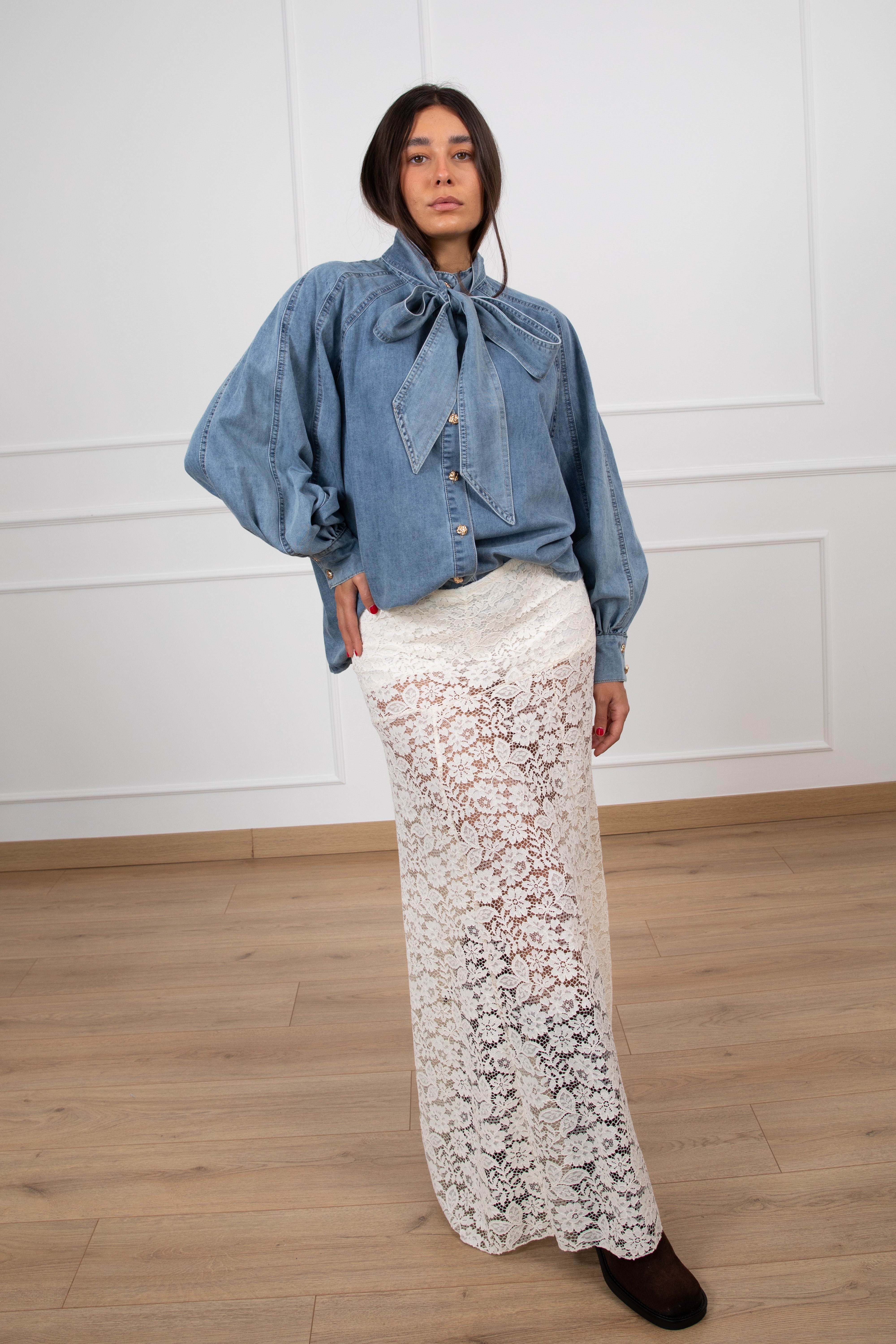 Gonna lunga in pizzo con culotte ViCOLO