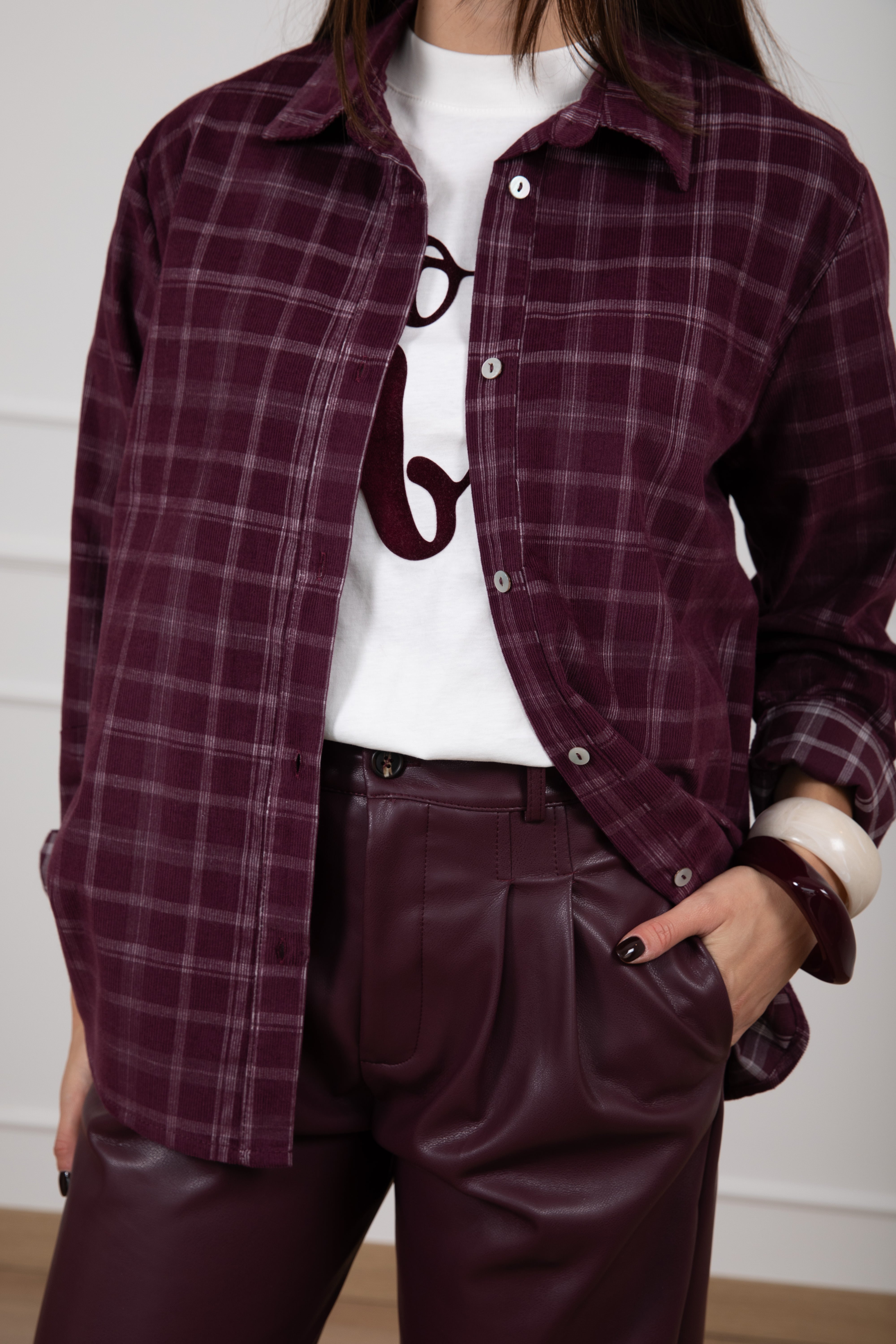 Camicia check in velluto millerighe Susy Mix