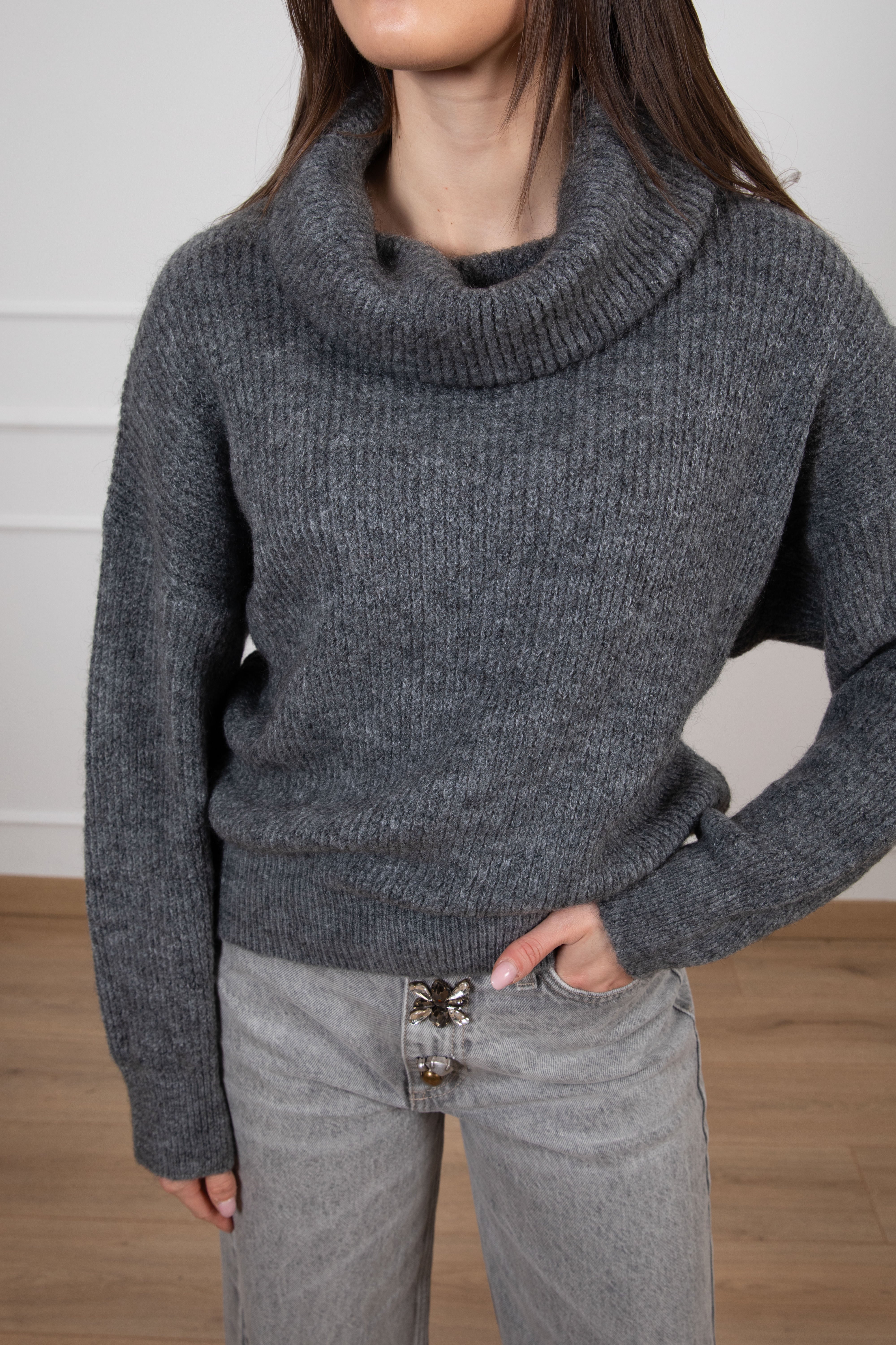 Pull con collo a ciambella in mohair Susy Mix