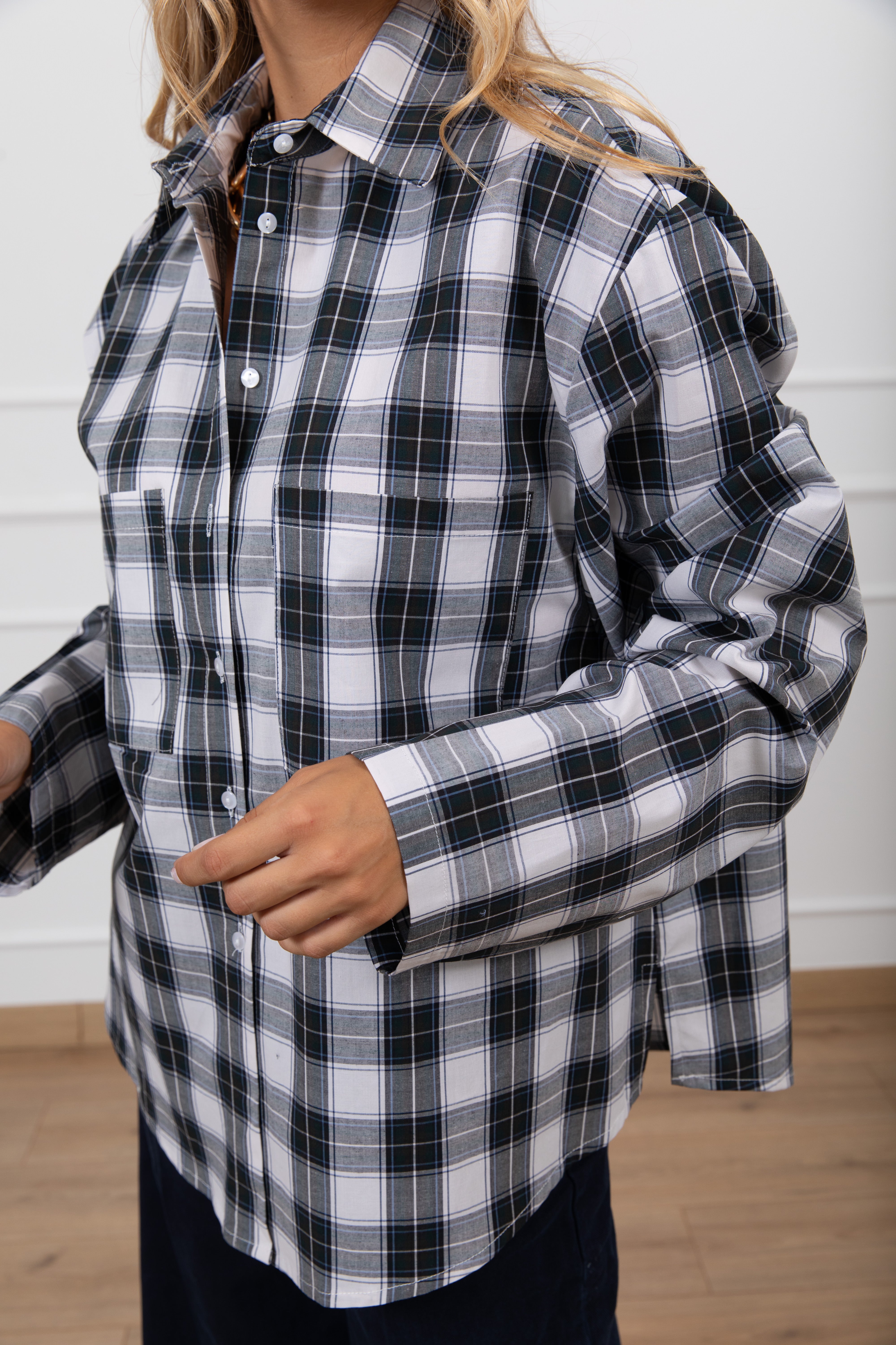 Camicia over-size check variante verde Haveone