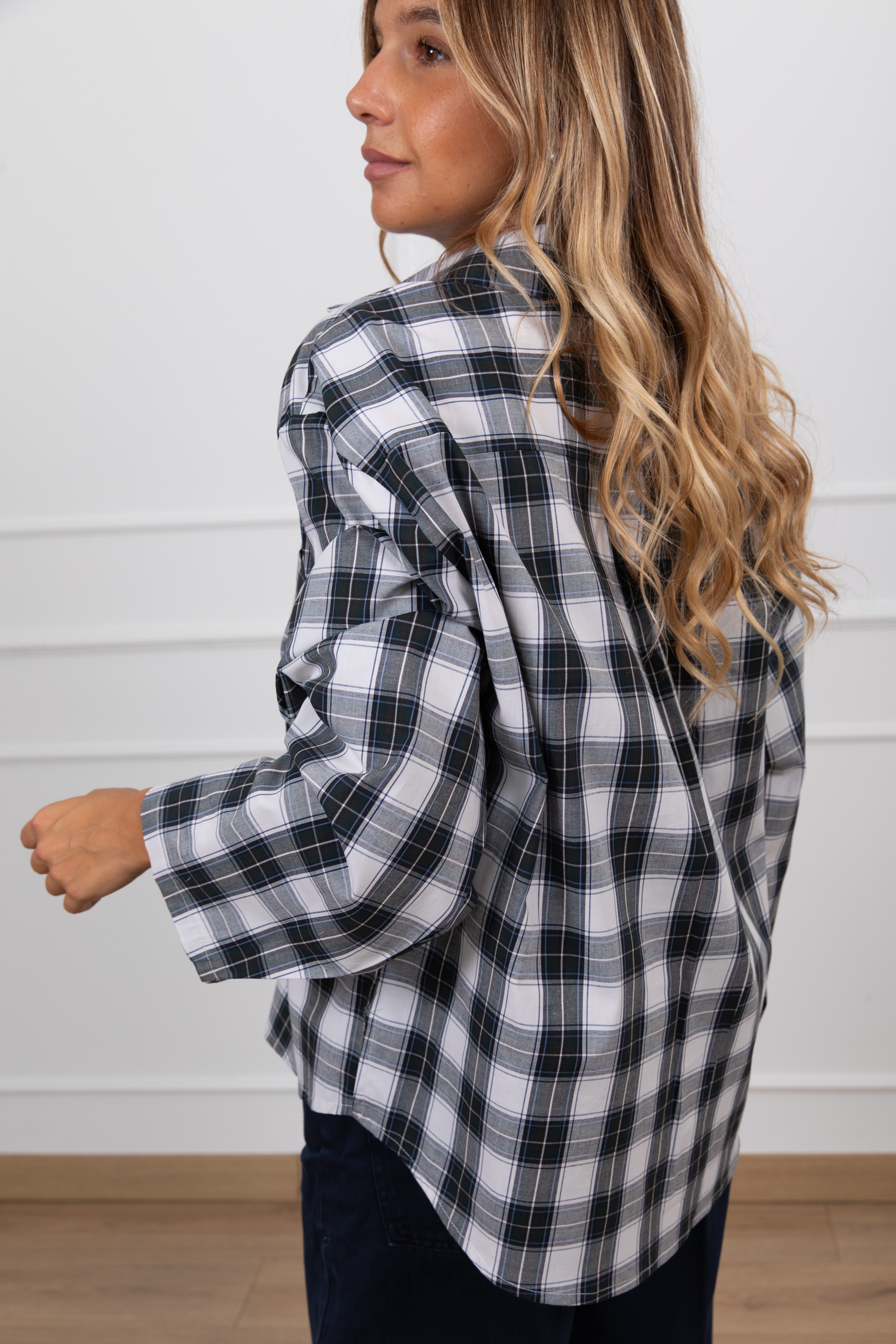 Camicia over-size check variante verde Haveone