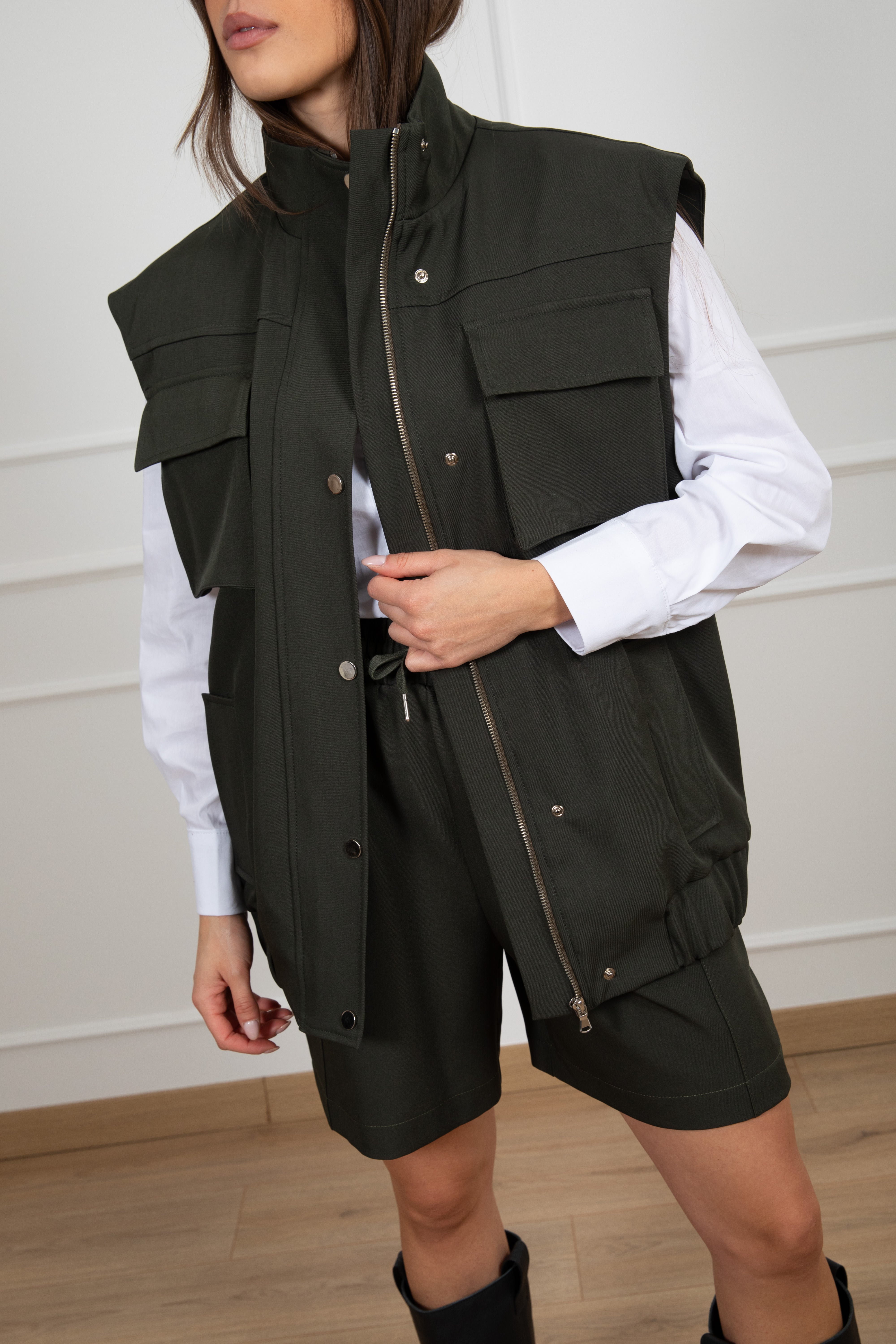 Coordinato gilet over-size e bermuda Dixie
