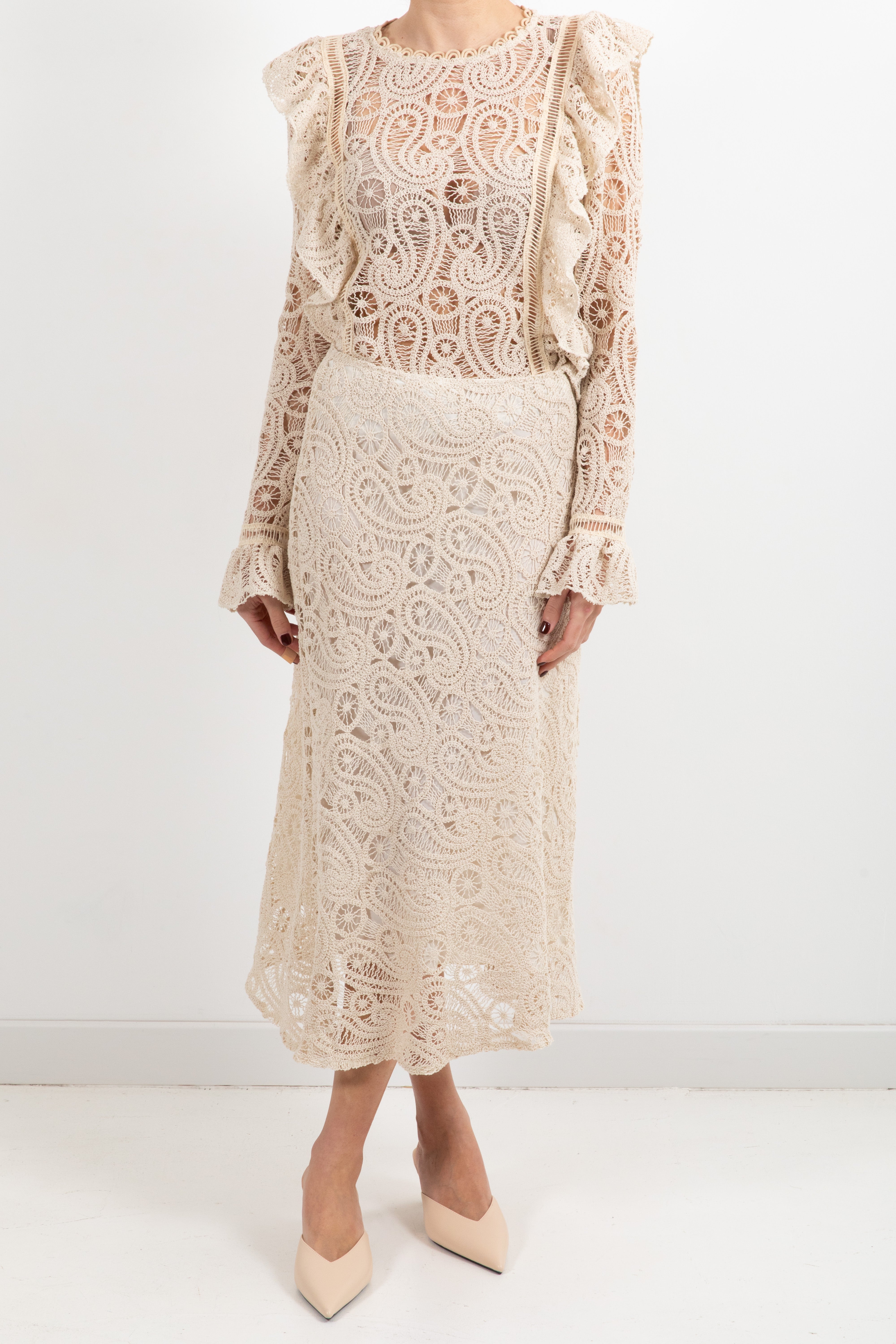 Gonna midi in pizzo macramè Tensione IN