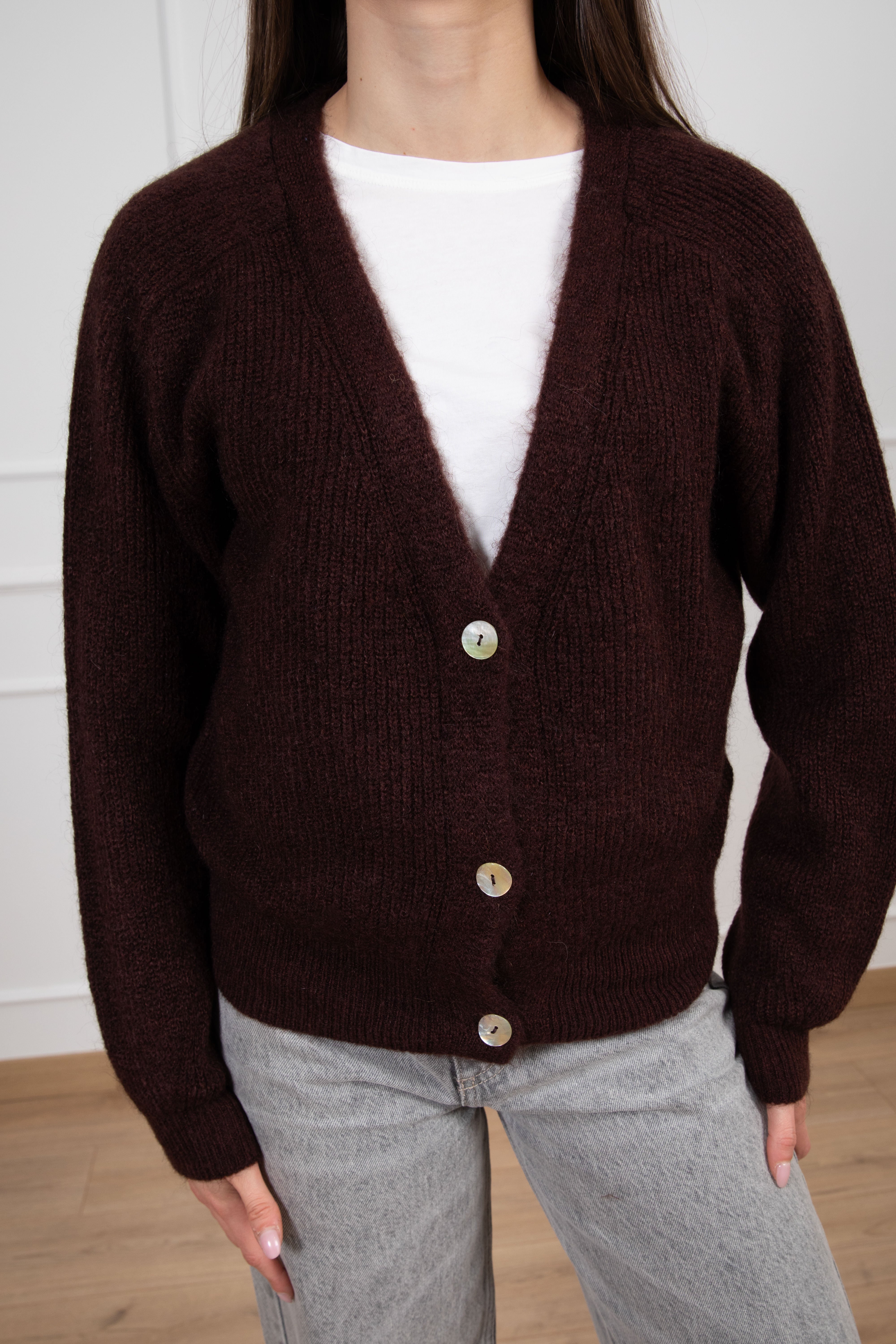 Cardigan a coste in mohair Susy Mix