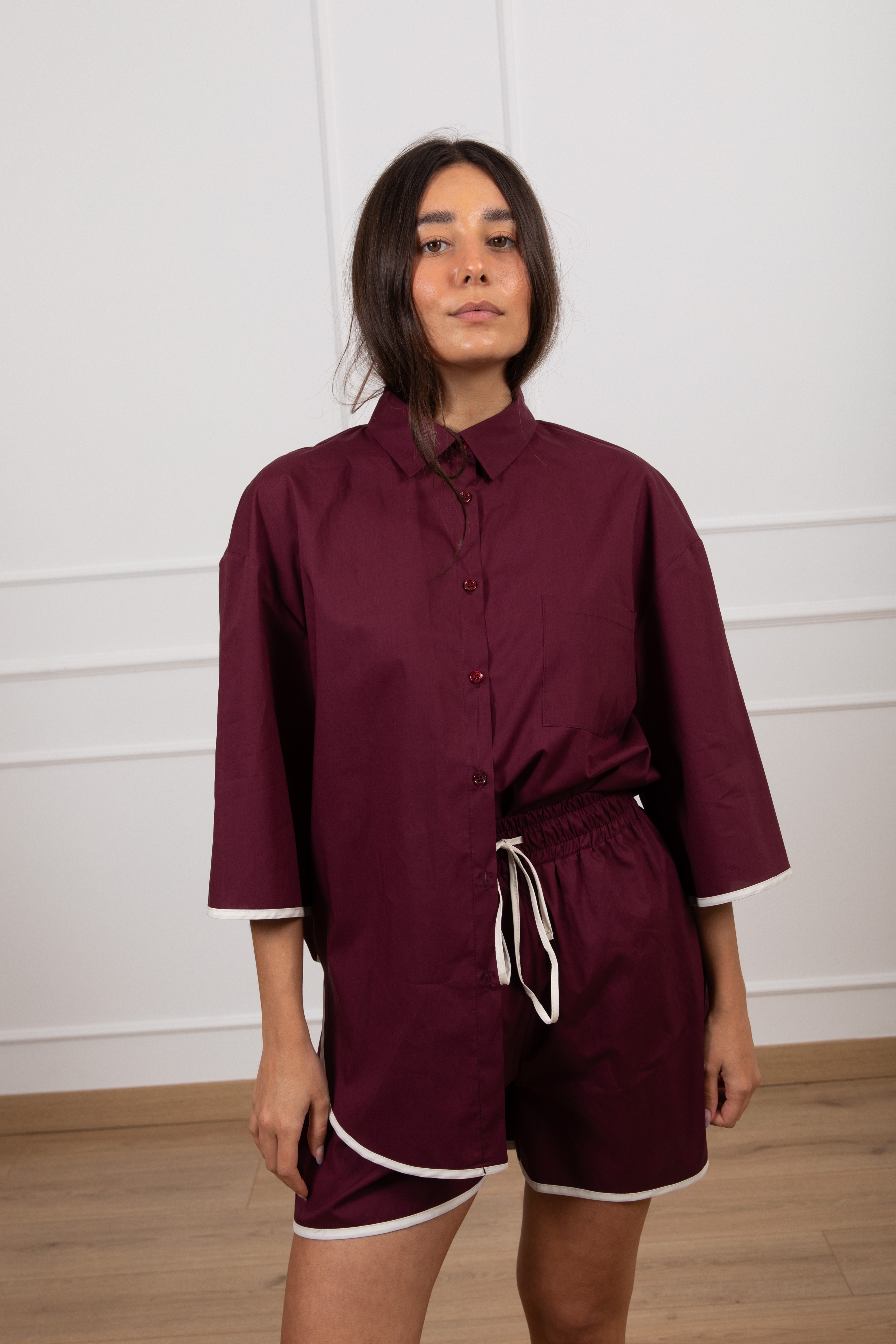 Camicia manica corta con profili a contrasto ViCOLO
