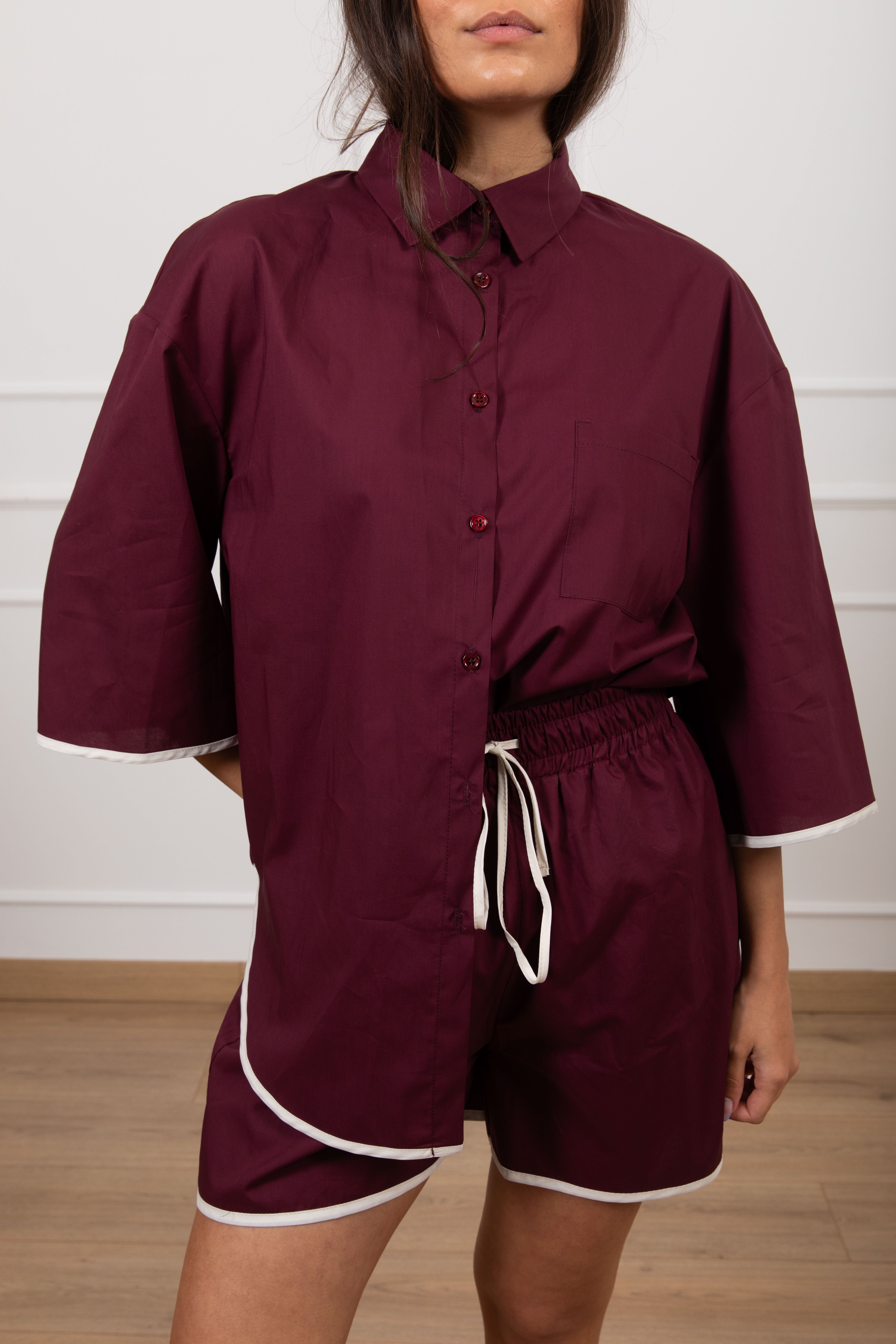 Camicia manica corta con profili a contrasto ViCOLO