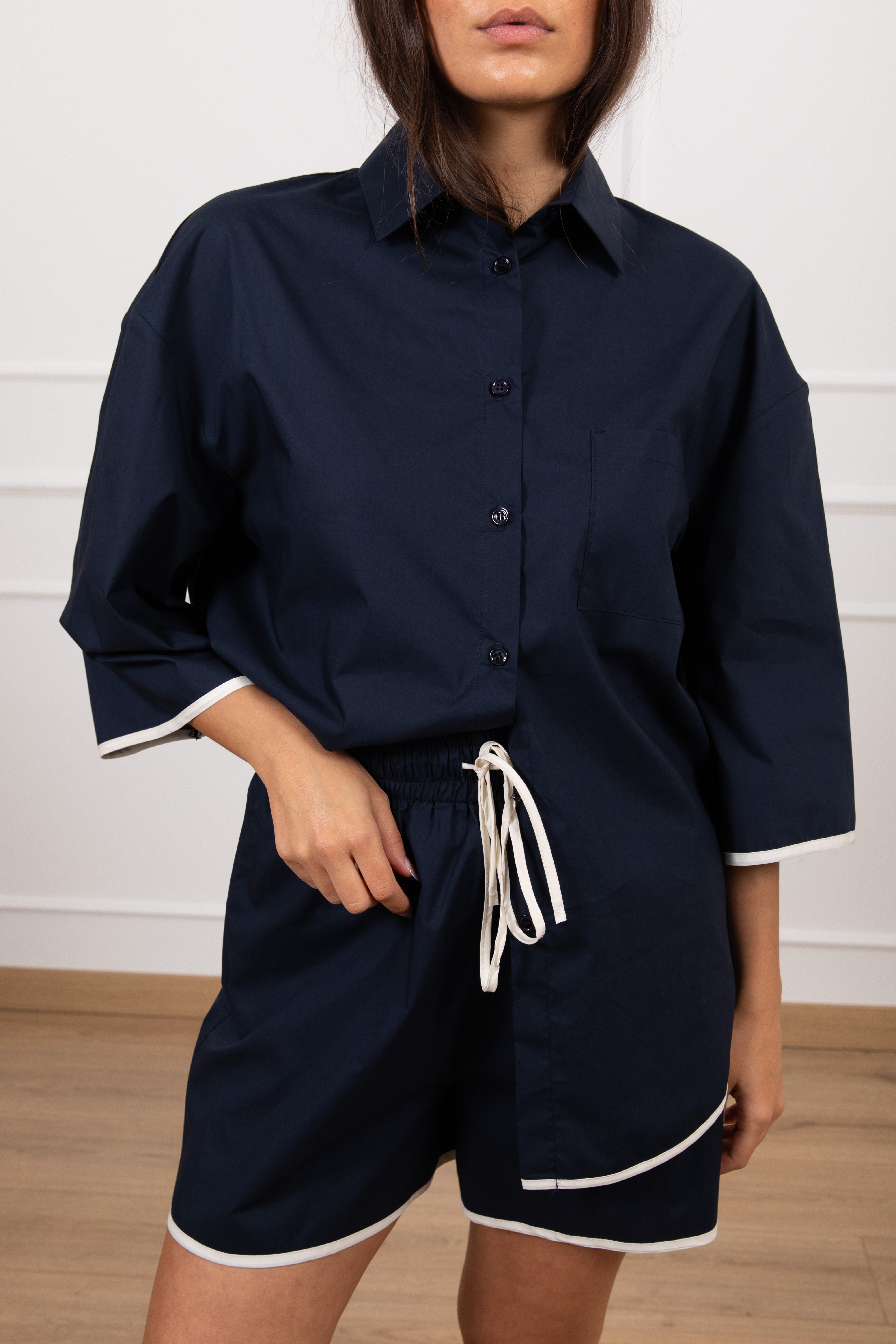 Camicia manica corta con profili a contrasto ViCOLO